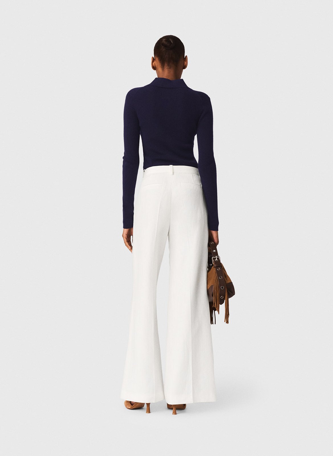 Rechte broek met strepen  MAJE Wit