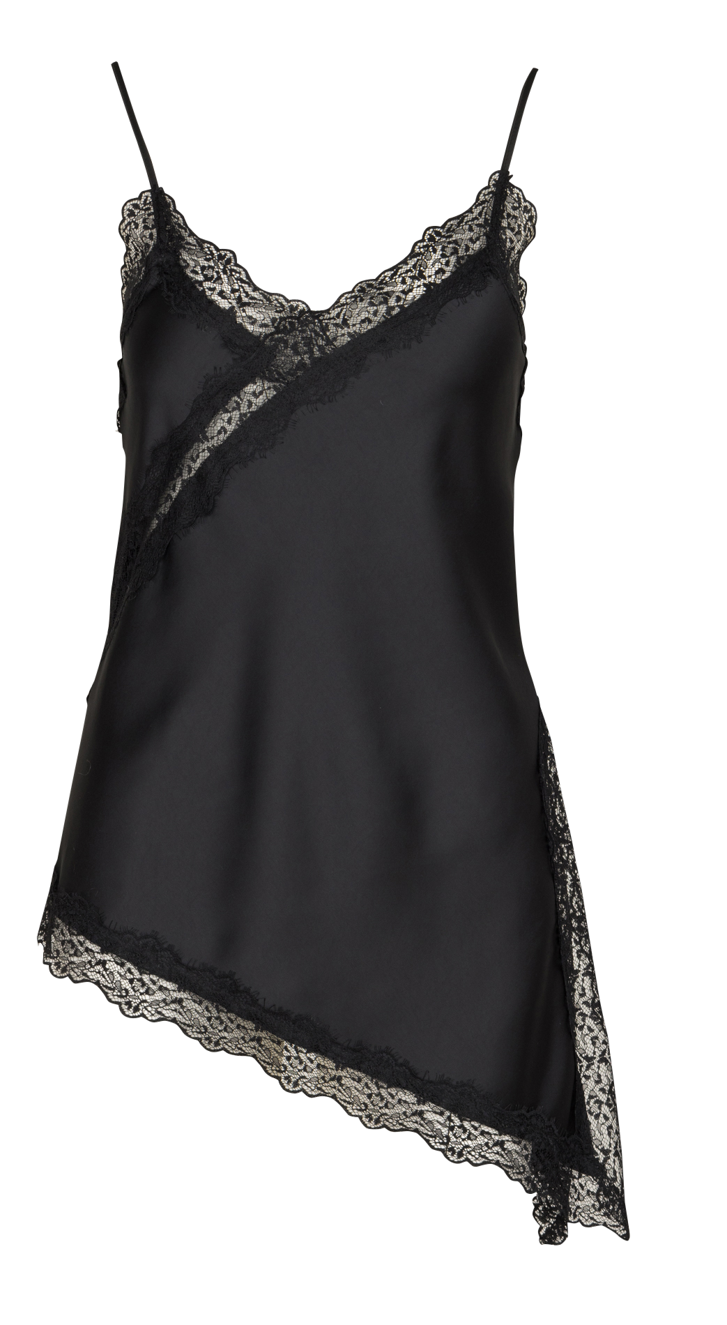 Rechte satijnen top met V-hals IMPERIAL Zwart