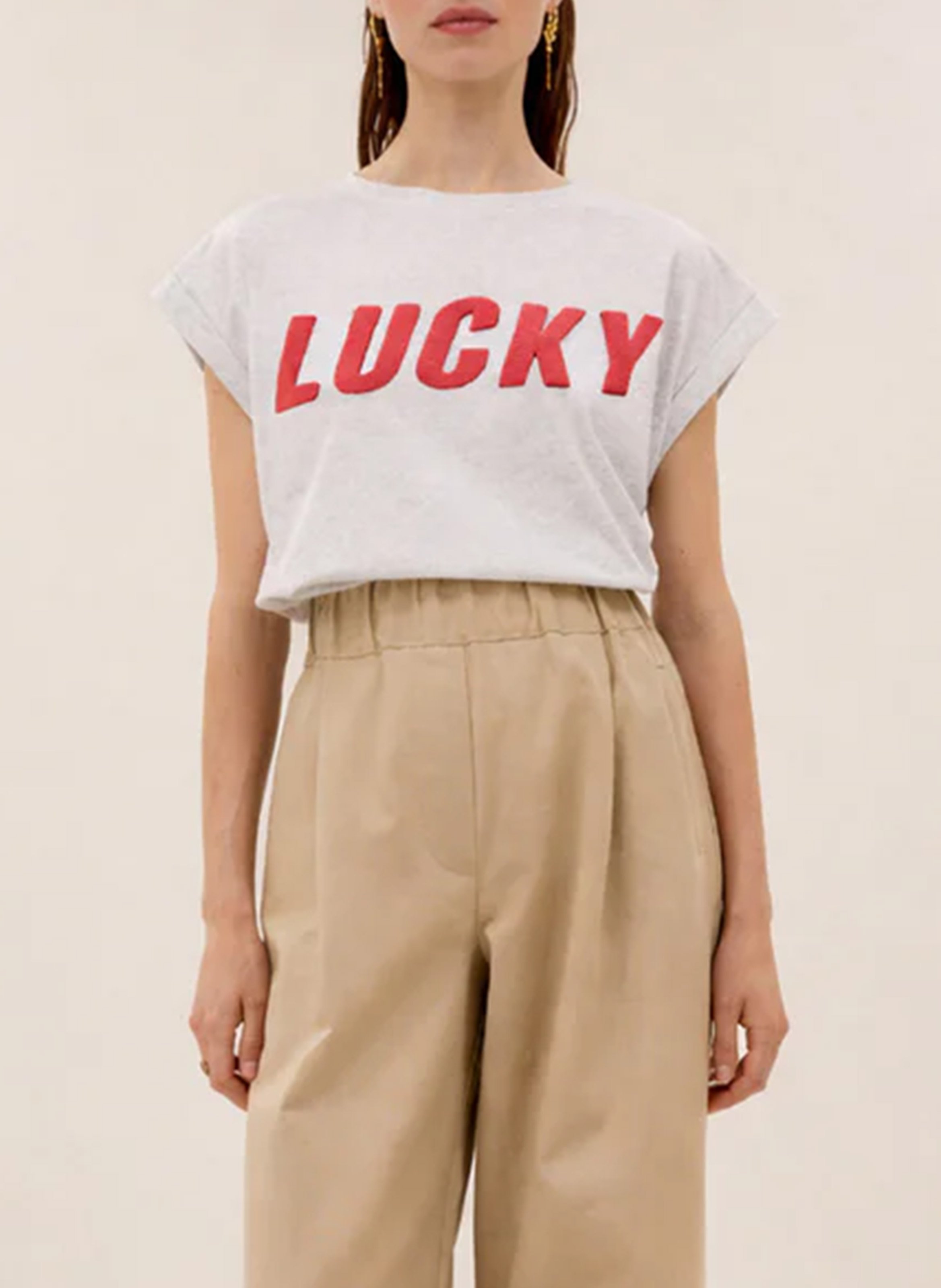 Tee-shirt droit en coton bio sérigraphié BY BAR Gris