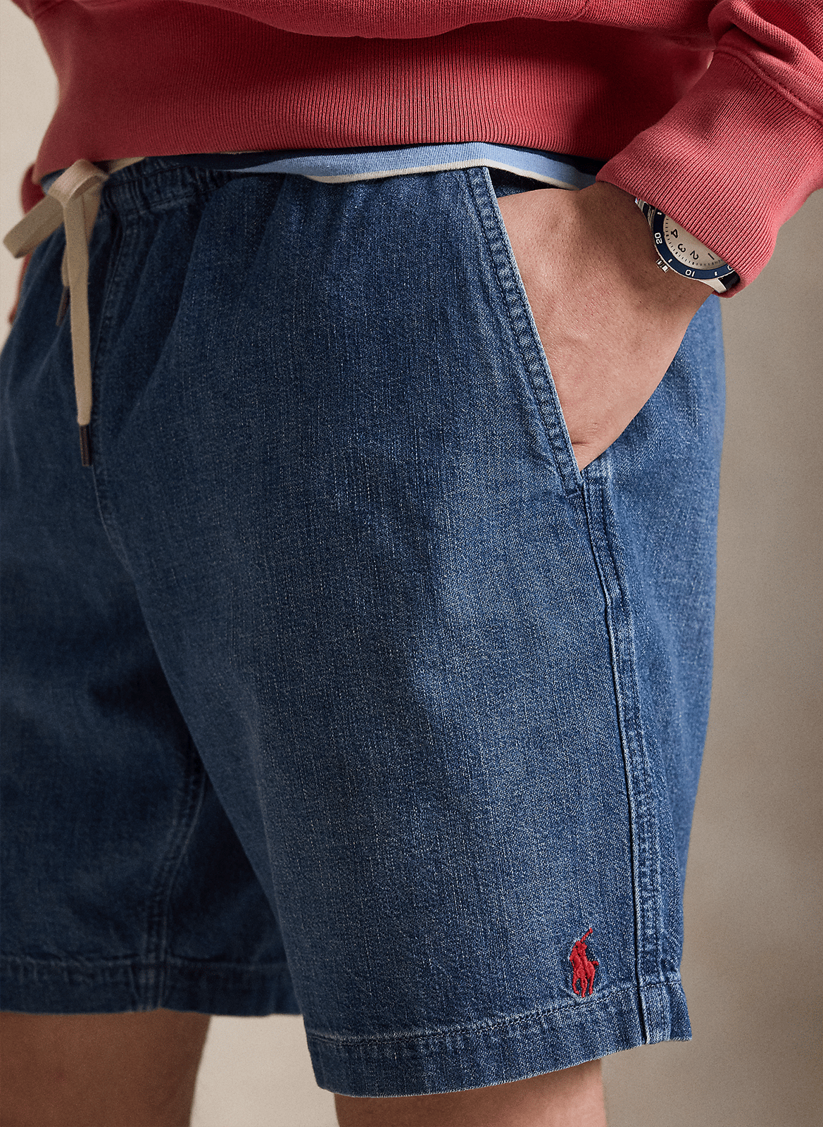 Pantalón corto recto de algodón POLO RALPH LAUREN Azul