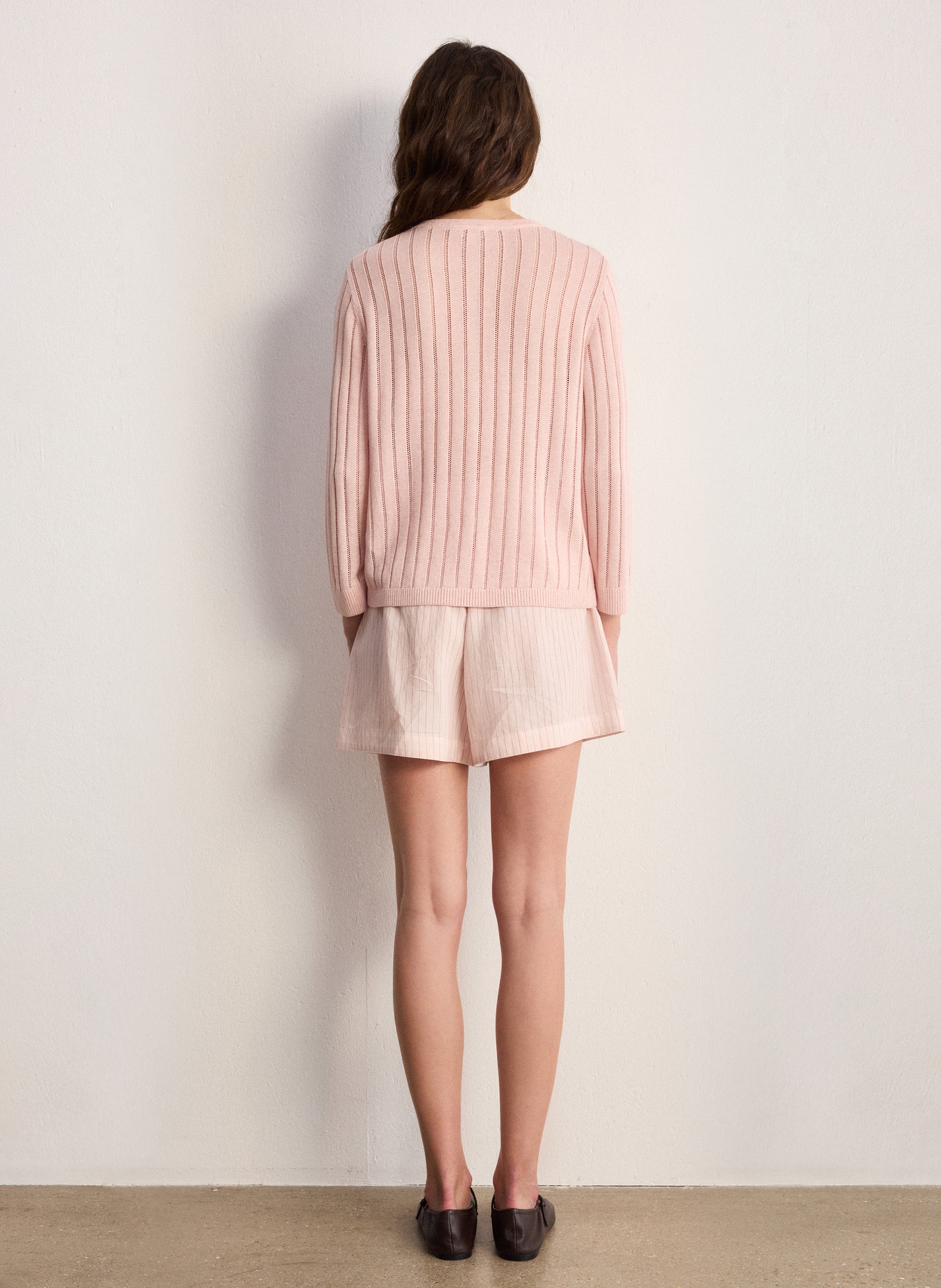Straight round-neck knit sweater PABLO Pink