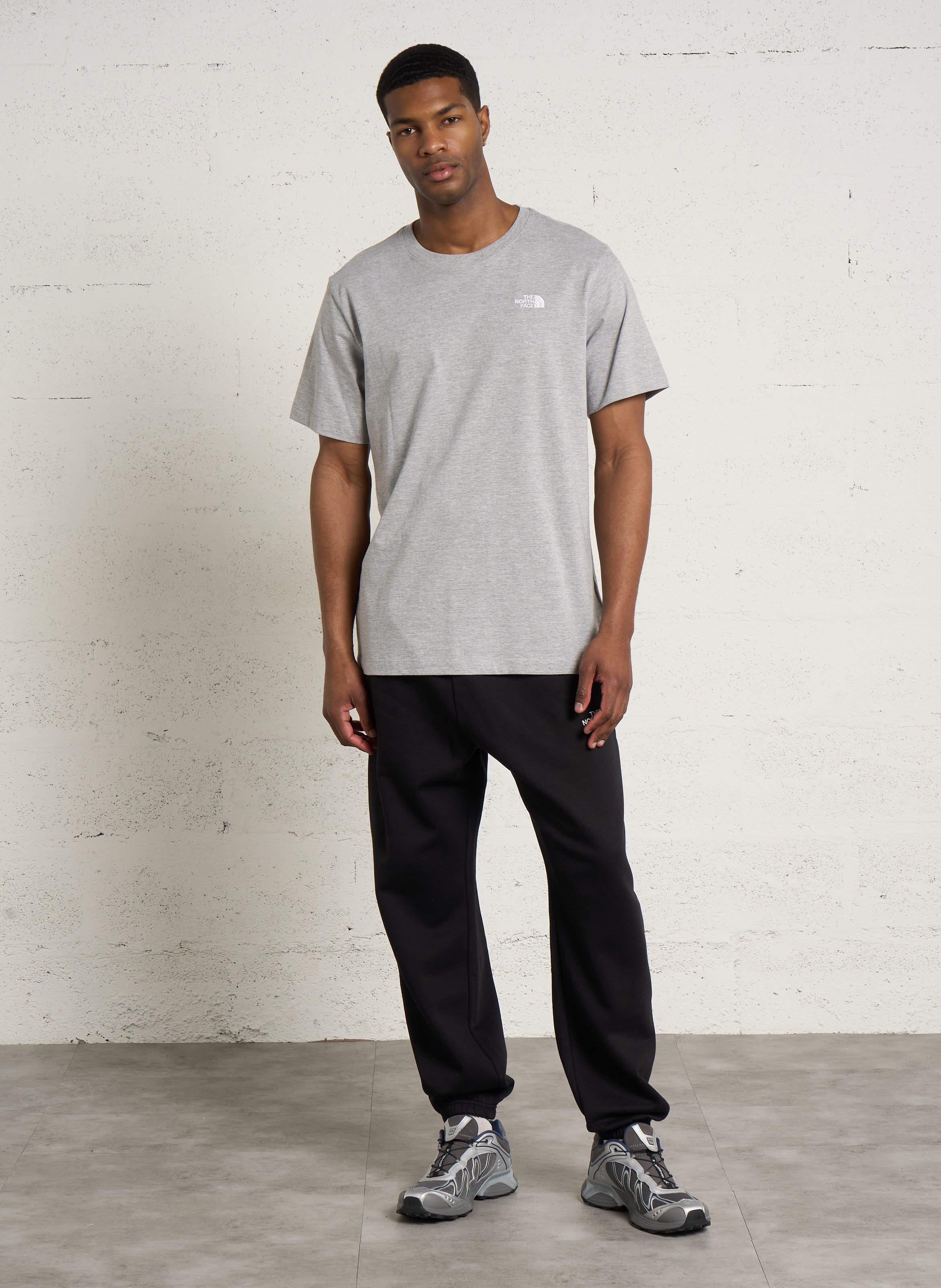 Staright embroidered round-neck cotton T-shirt THE NORTH FACE Grey