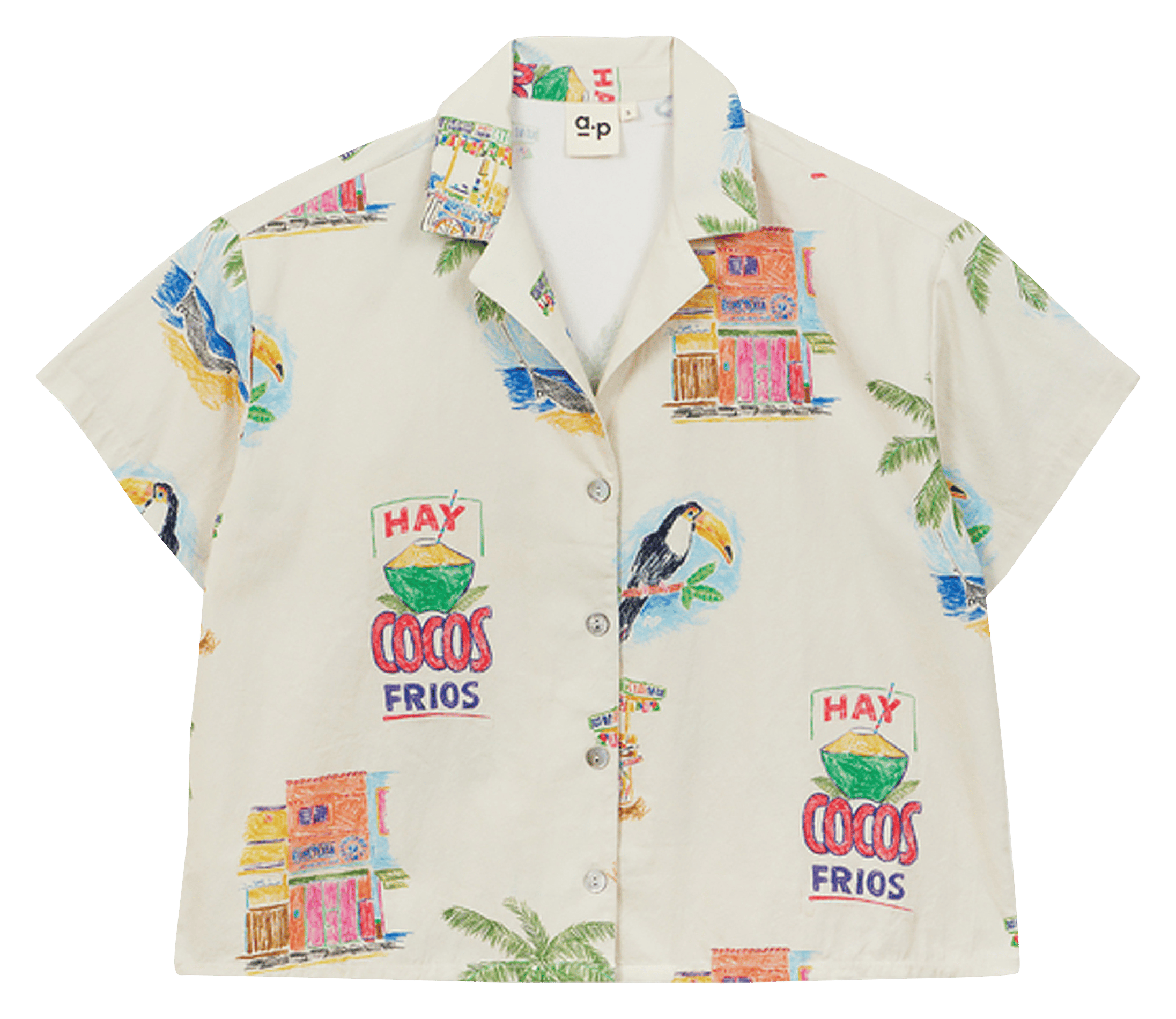 Weite Hemdbluse mit kubanischem Kragen aus Baumwolle A.P Mehrfarbig