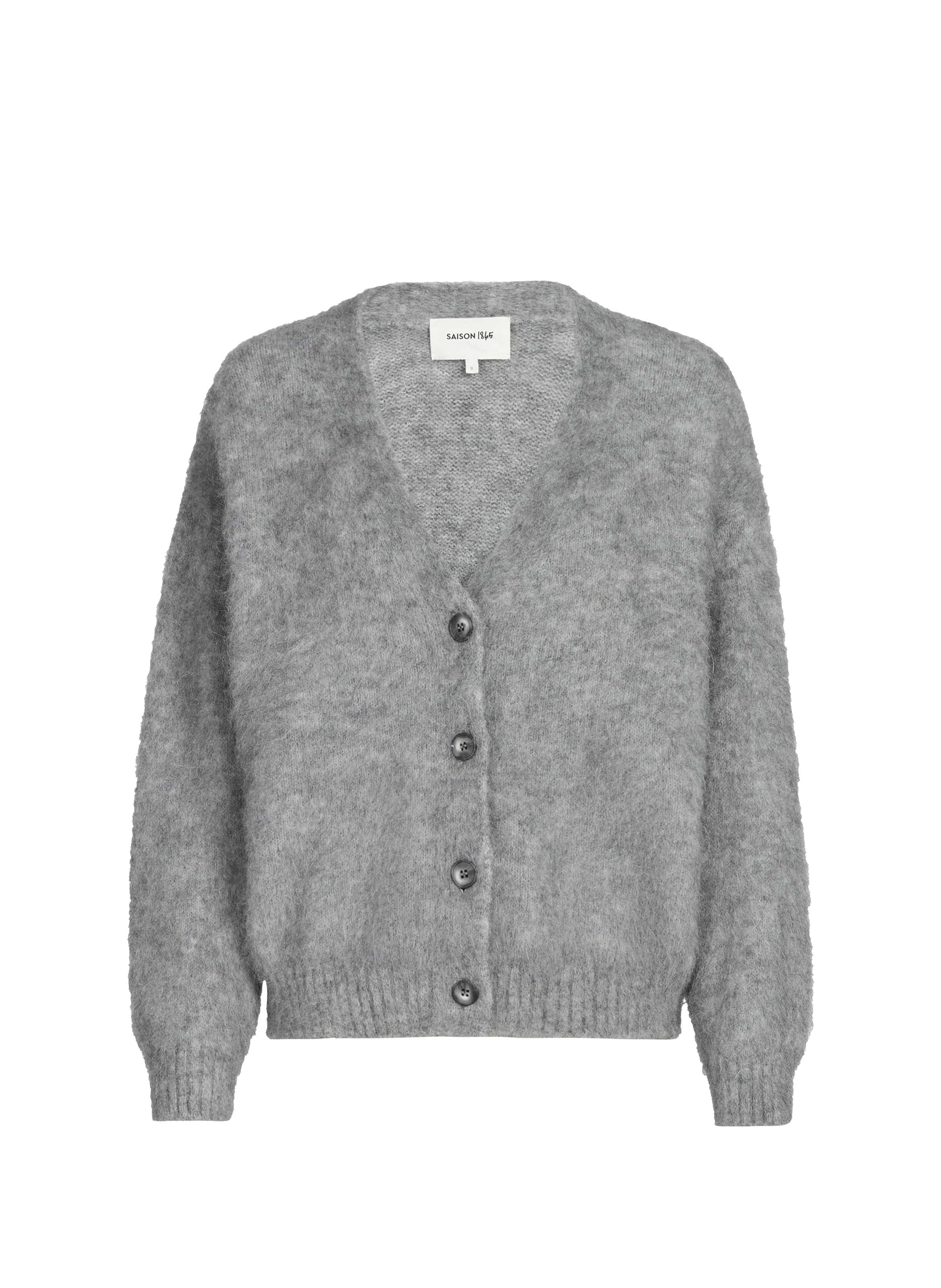 Recht, gebreid vest met V-hals  Gris