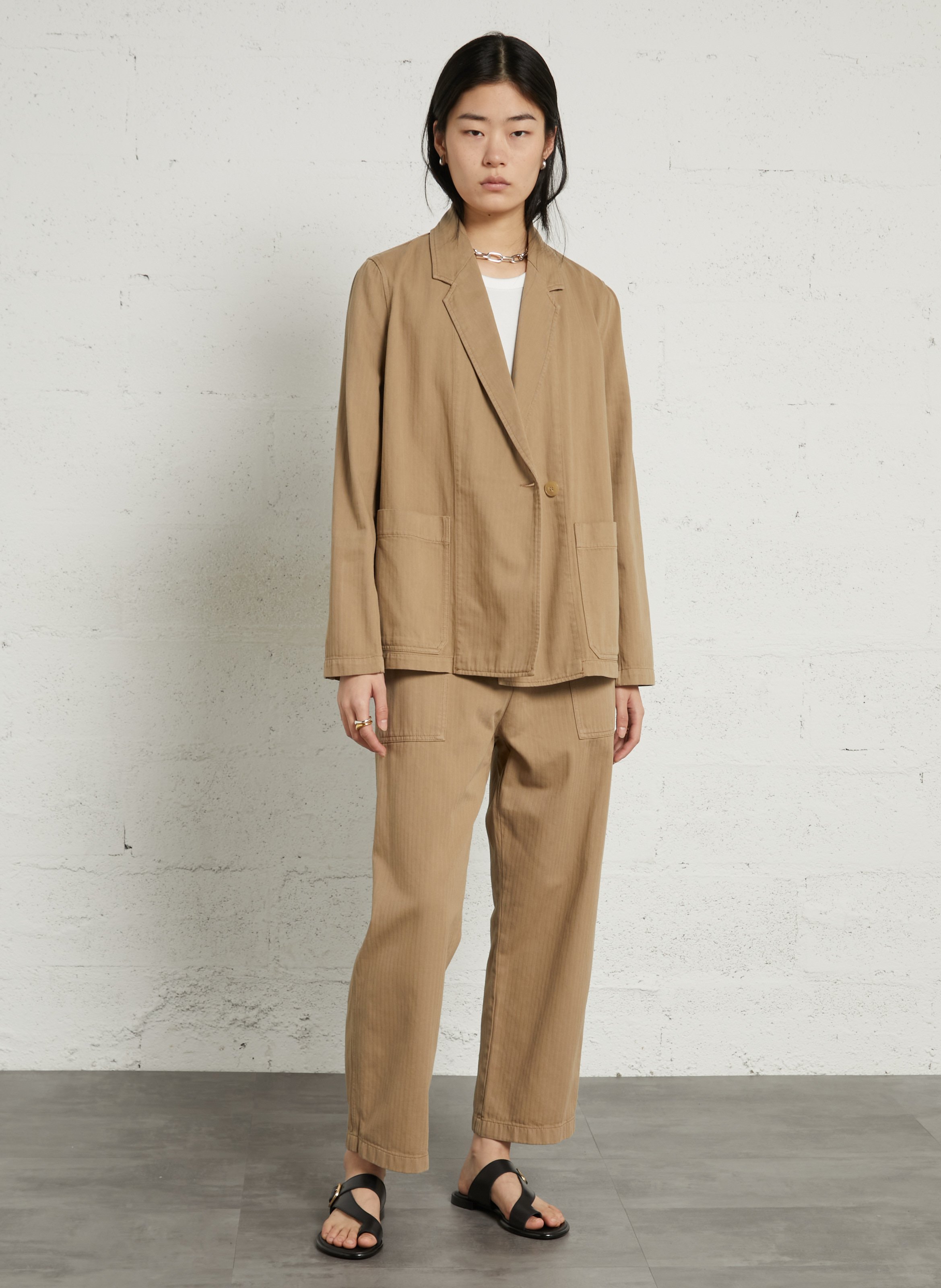 Blazer mit Taillenkragen aus Baumwolle MASSCOB Beige