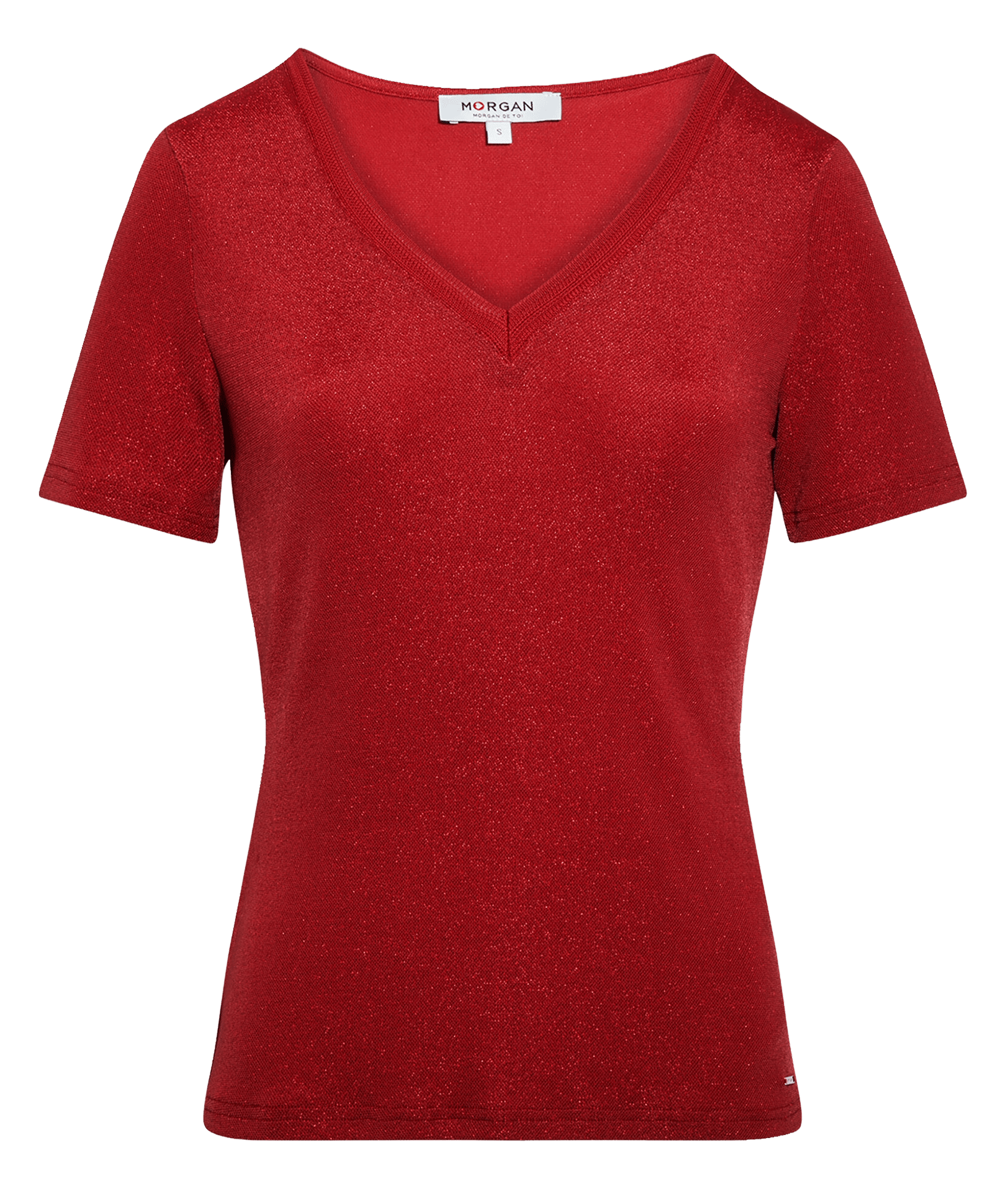 Tee-shirt col V métallisé MORGAN Orange