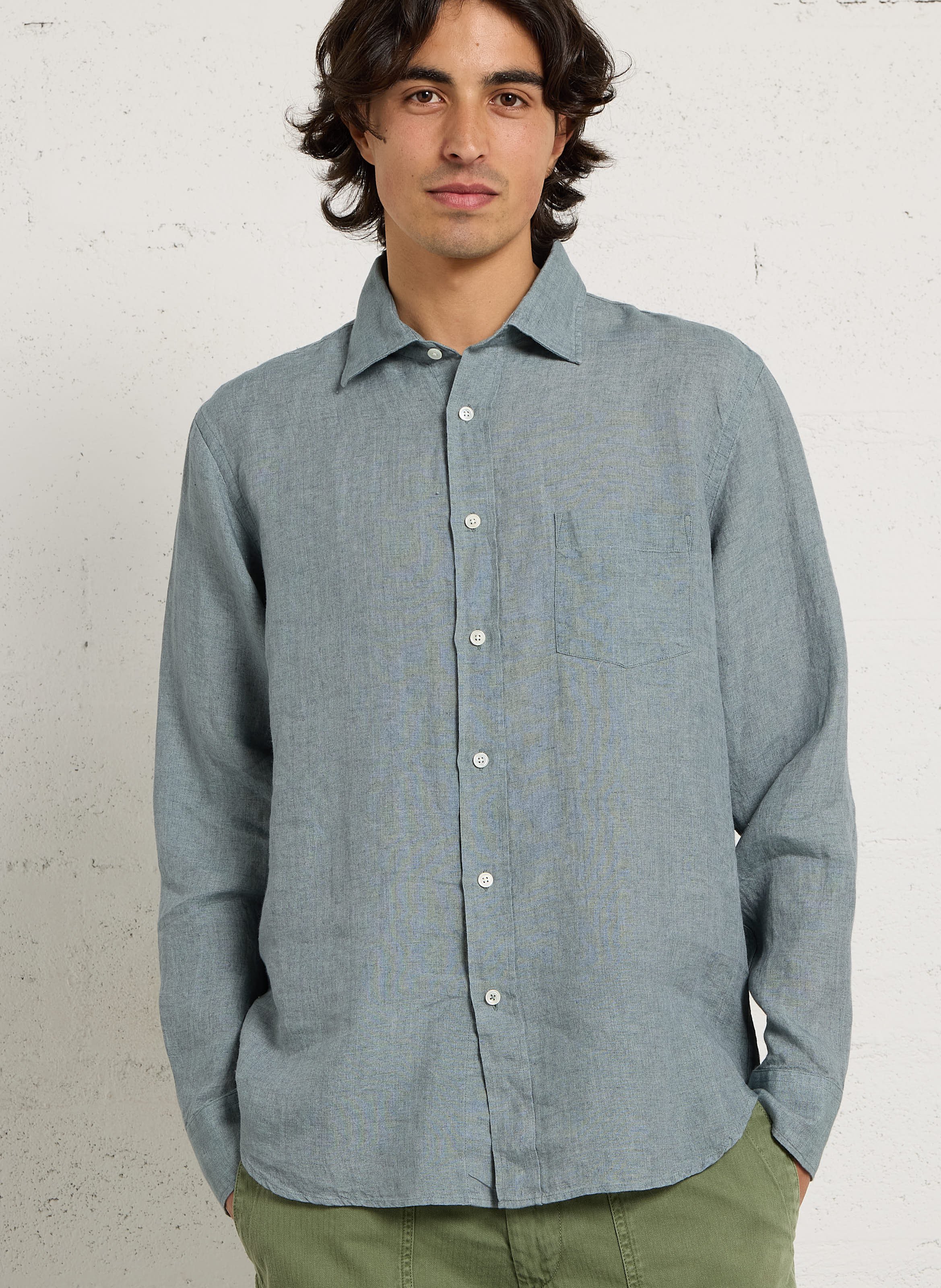 Chemise col classique en lin HARTFORD Vert