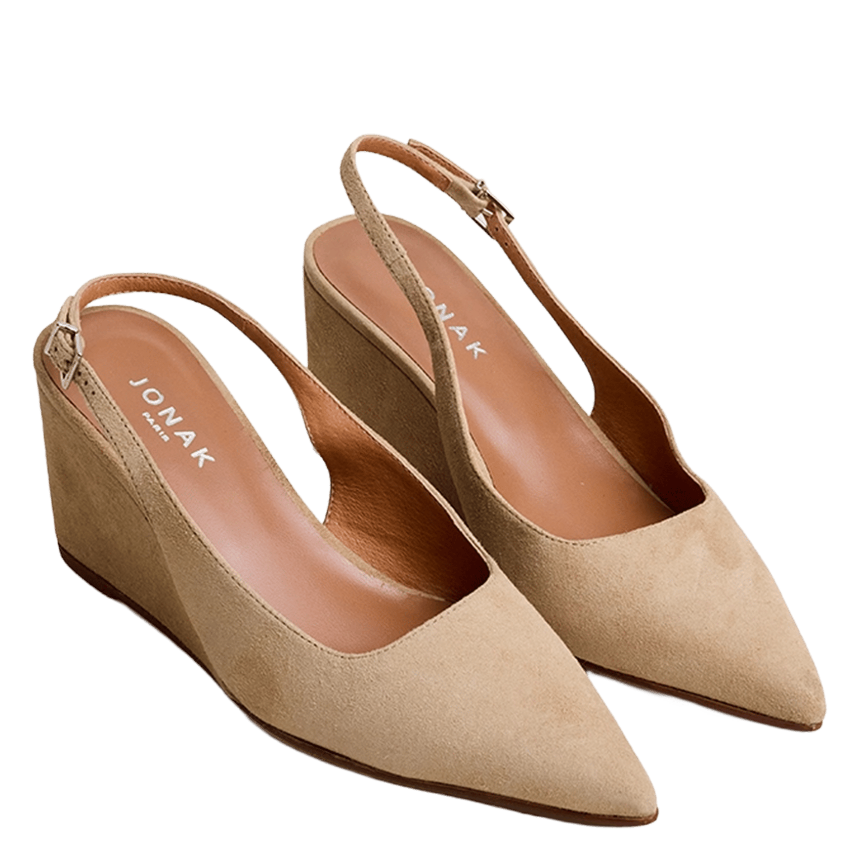 Escarpins pointus compensés en suède JONAK Marron