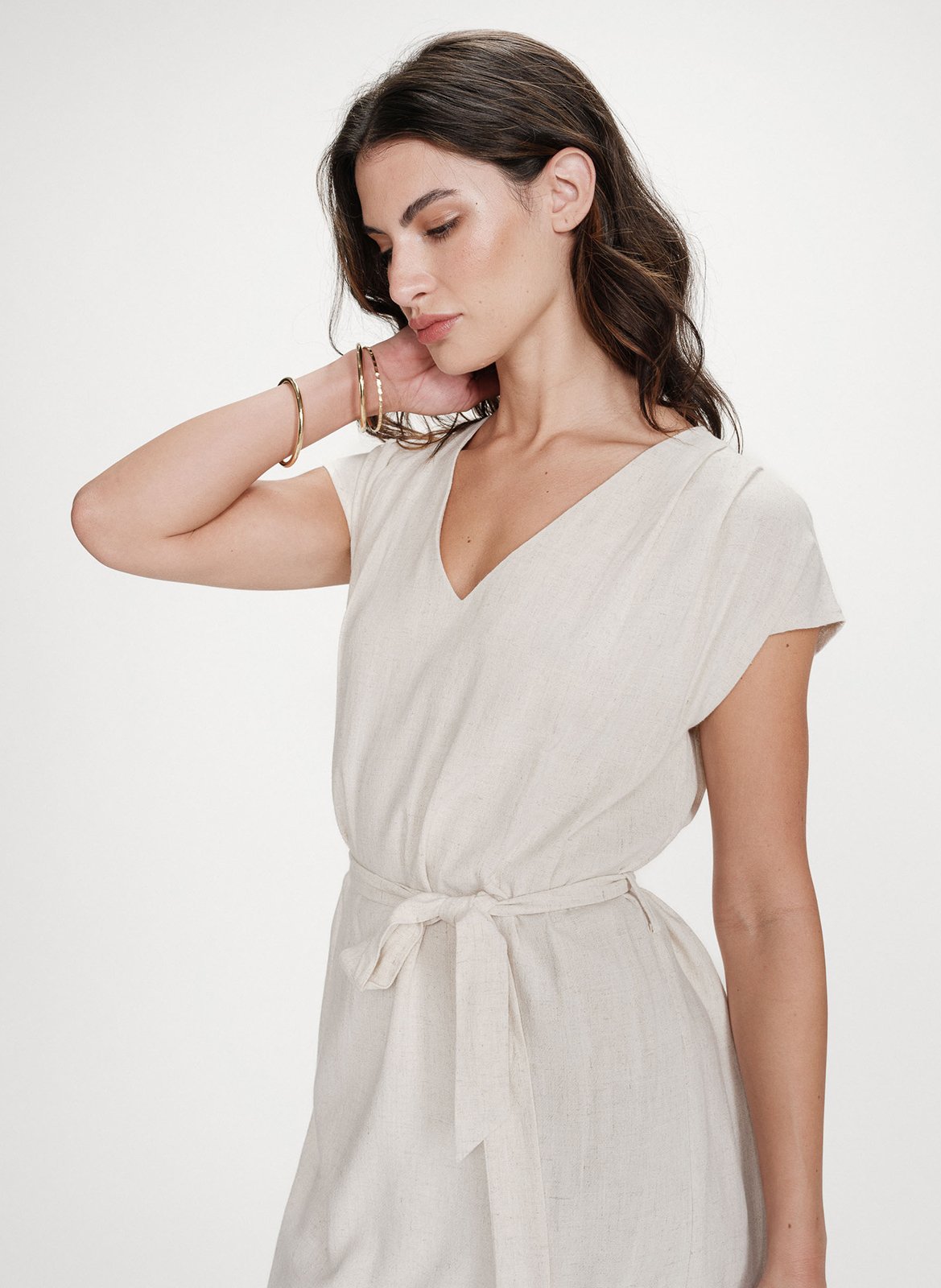 Korte jurk met V-hals GRACE ET MILA Beige