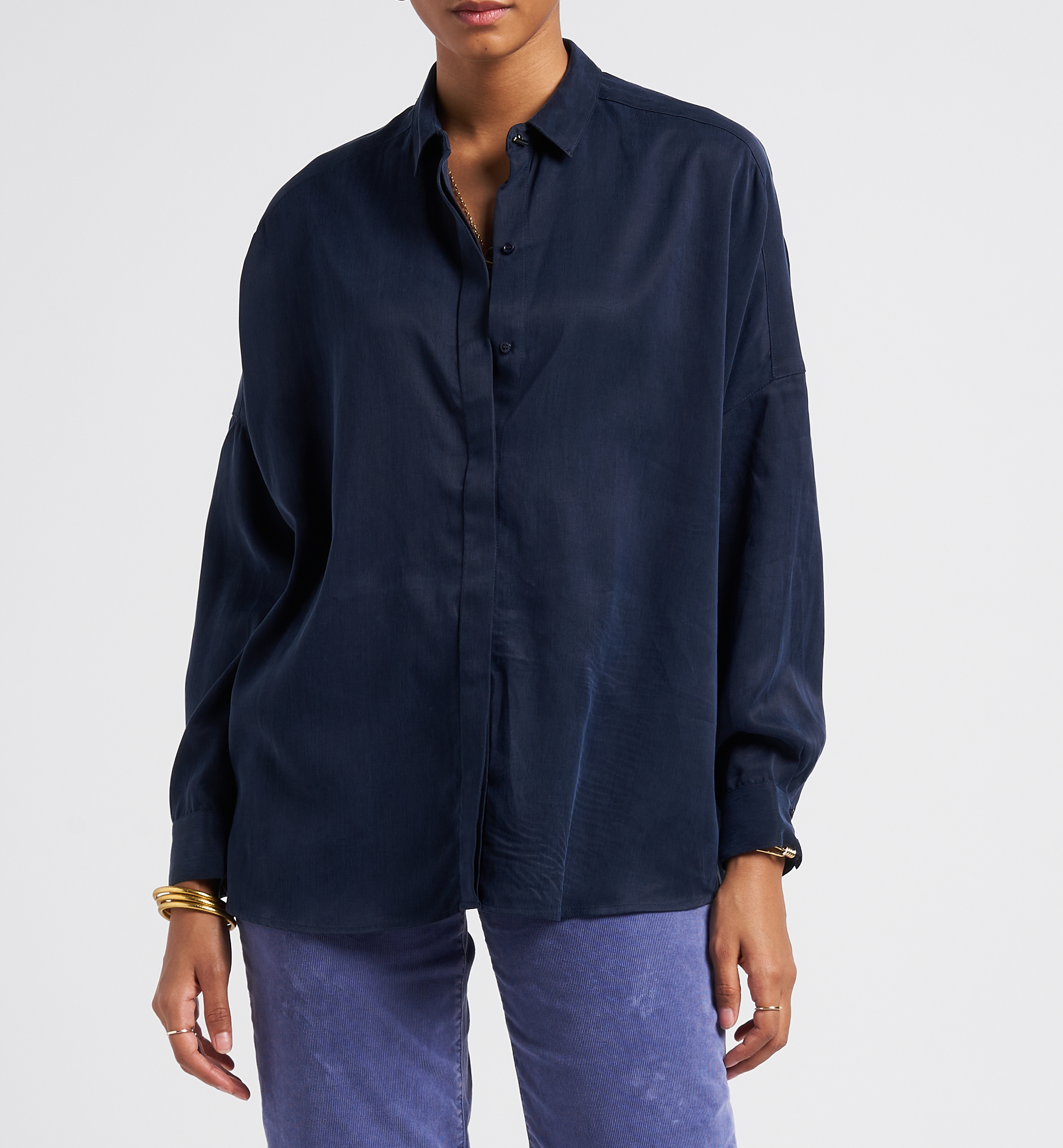 Chemise col classique satinée  SESSUN Bleu