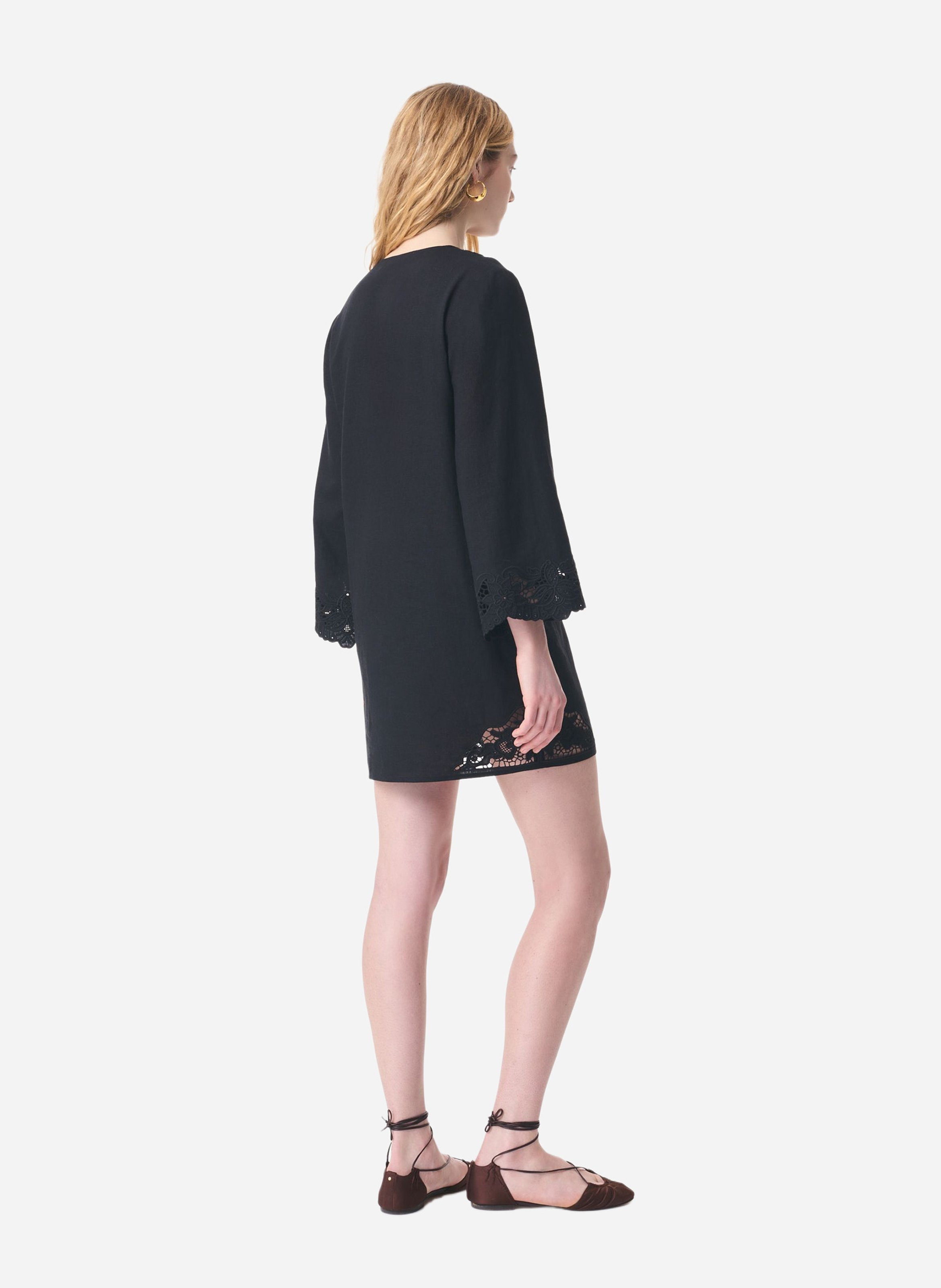 Robe courte à broderies ajourées VANESSA BRUNO Noir