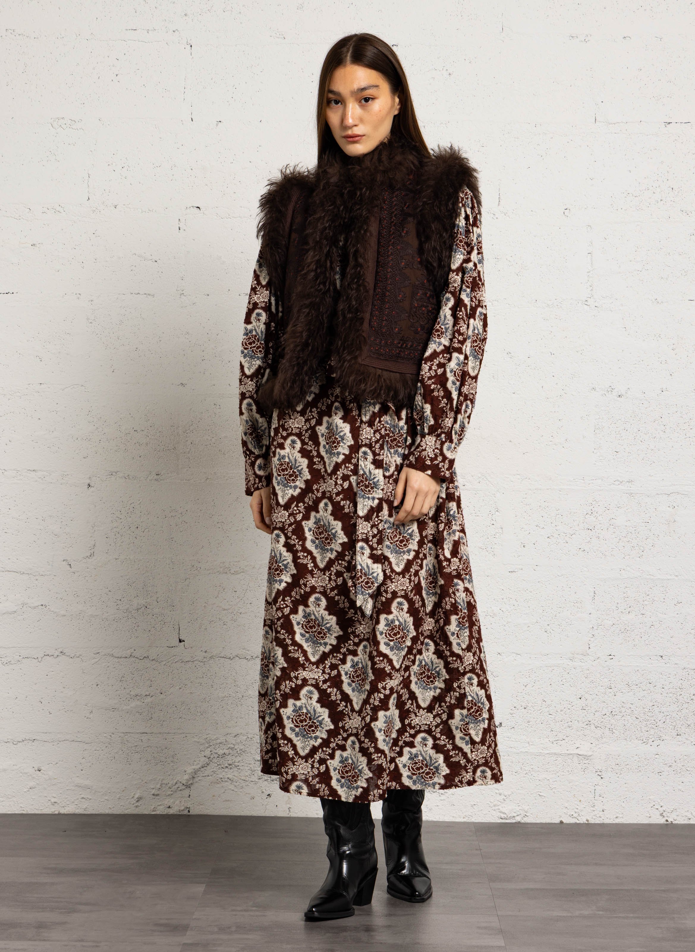 Bestickte Baumwolljacke ANTIK BATIK Braun