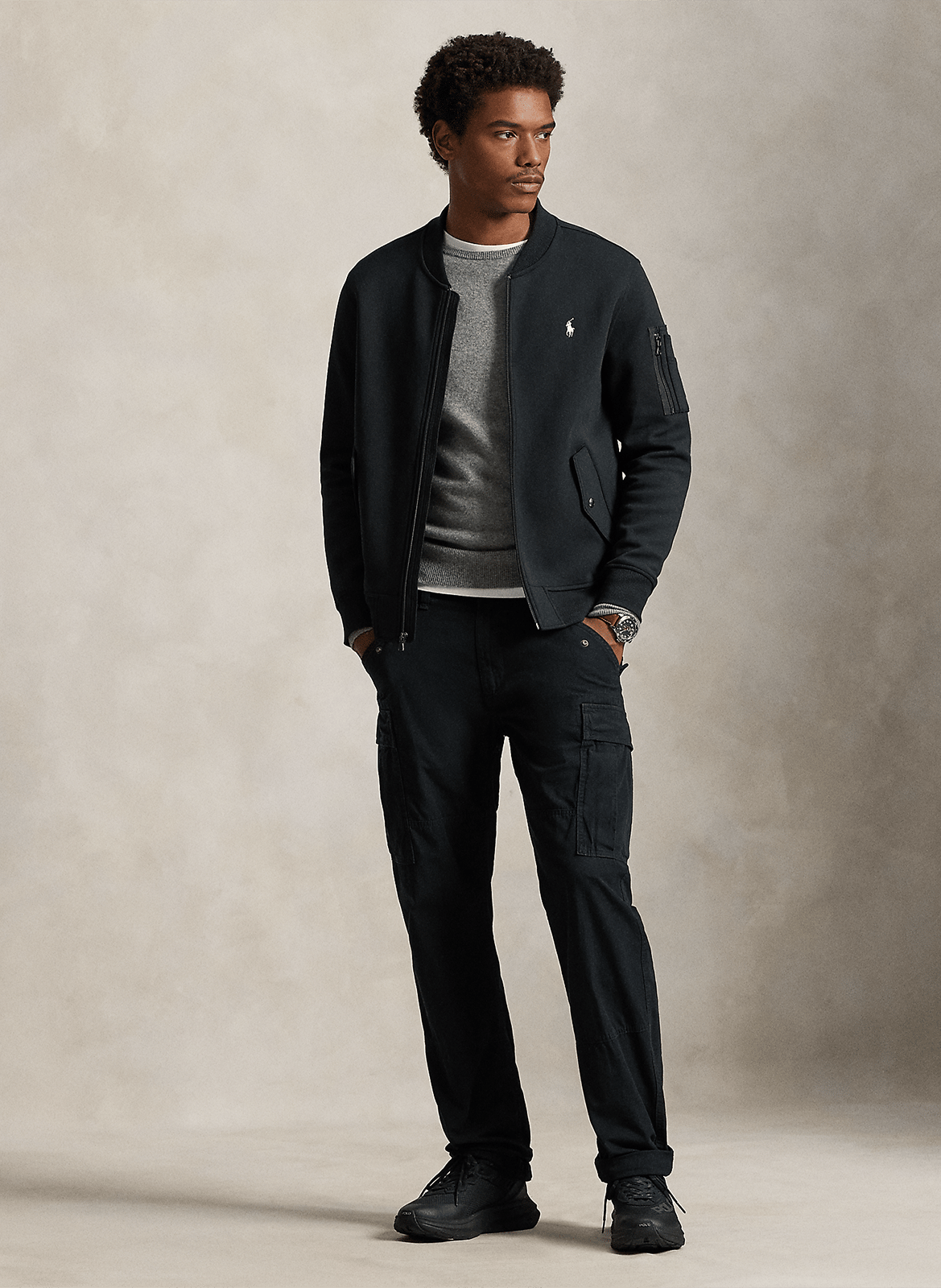 Blouson aus Baumwoll-Mix mit Rundhalsausschnitt POLO RALPH LAUREN Schwarz