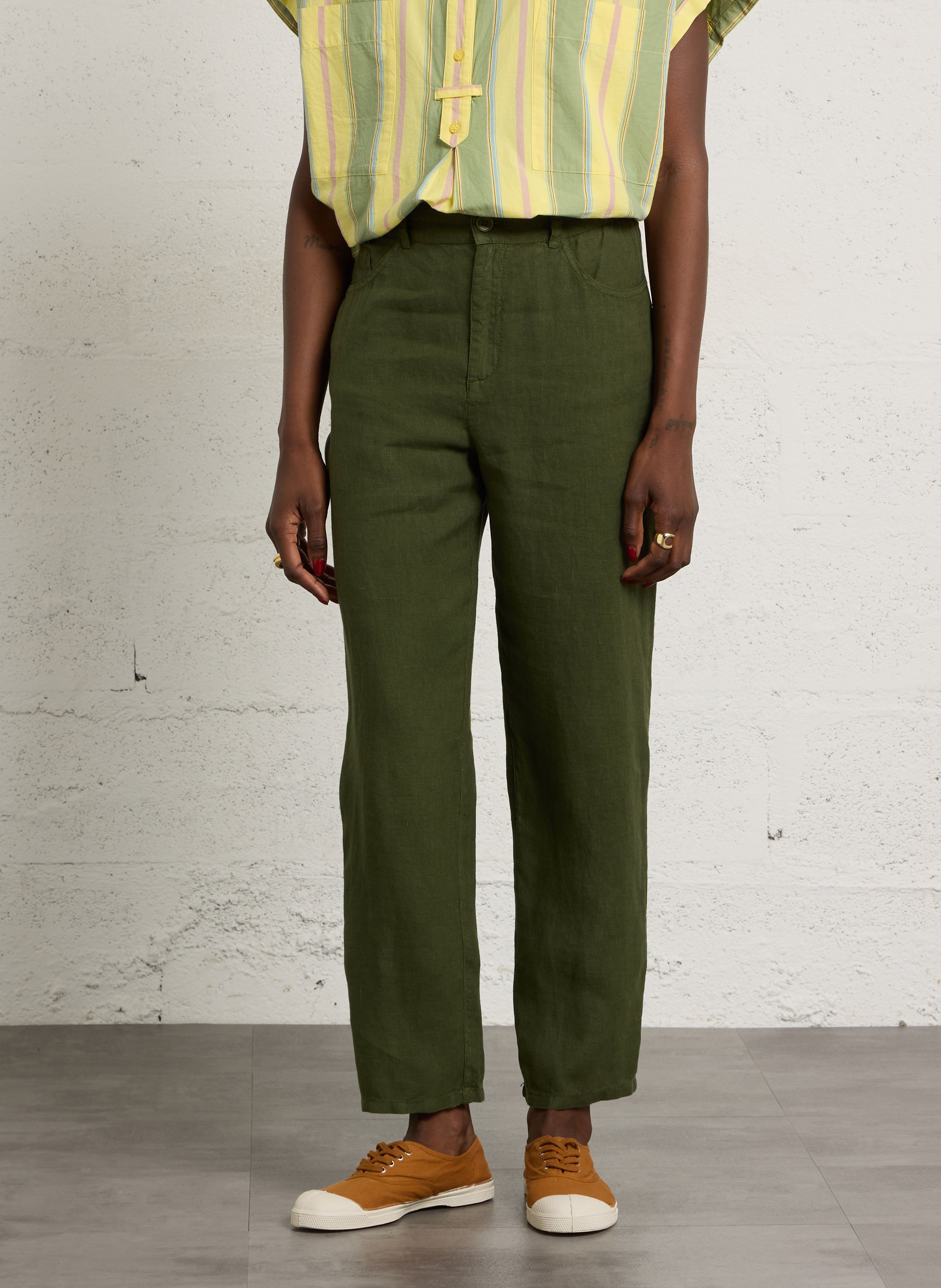 Angepasste Leinenhose BENSIMON Khaki