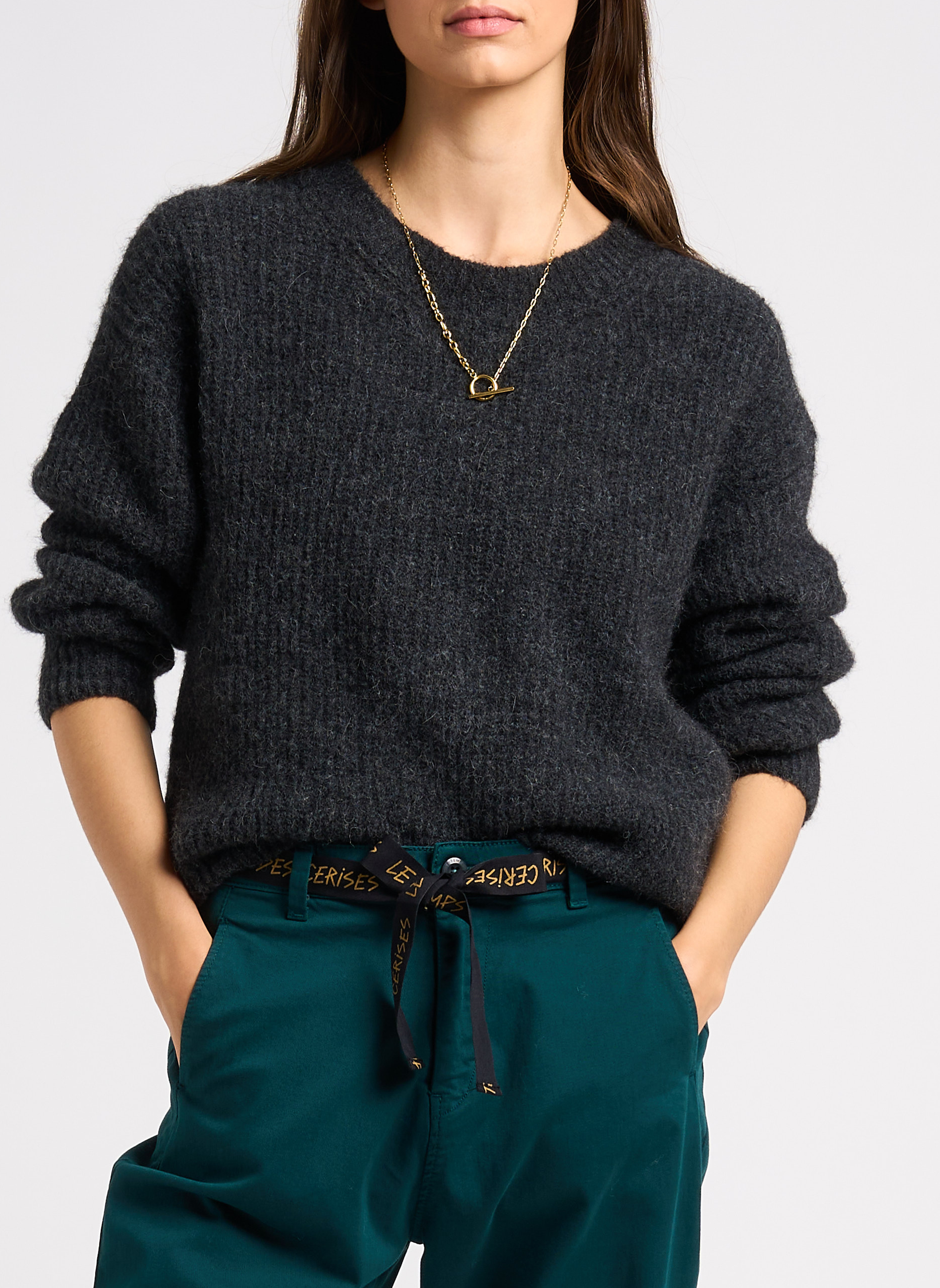 Einfarbiger Pullover mit Rundhalsausschnitt AMERICAN VINTAGE Grau