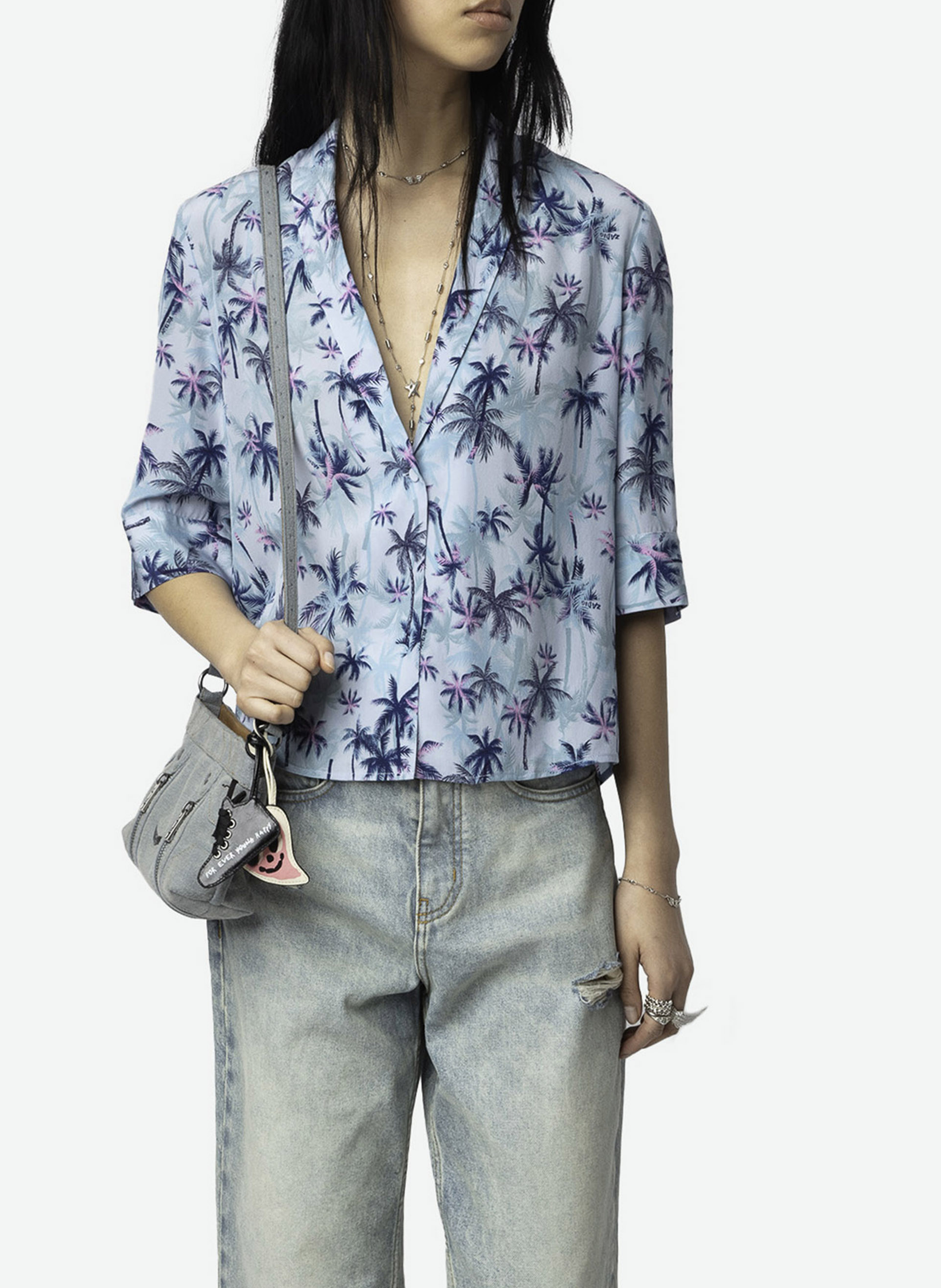 Seidenbluse mit V-Ausschnitt ZADIG&VOLTAIRE Blau