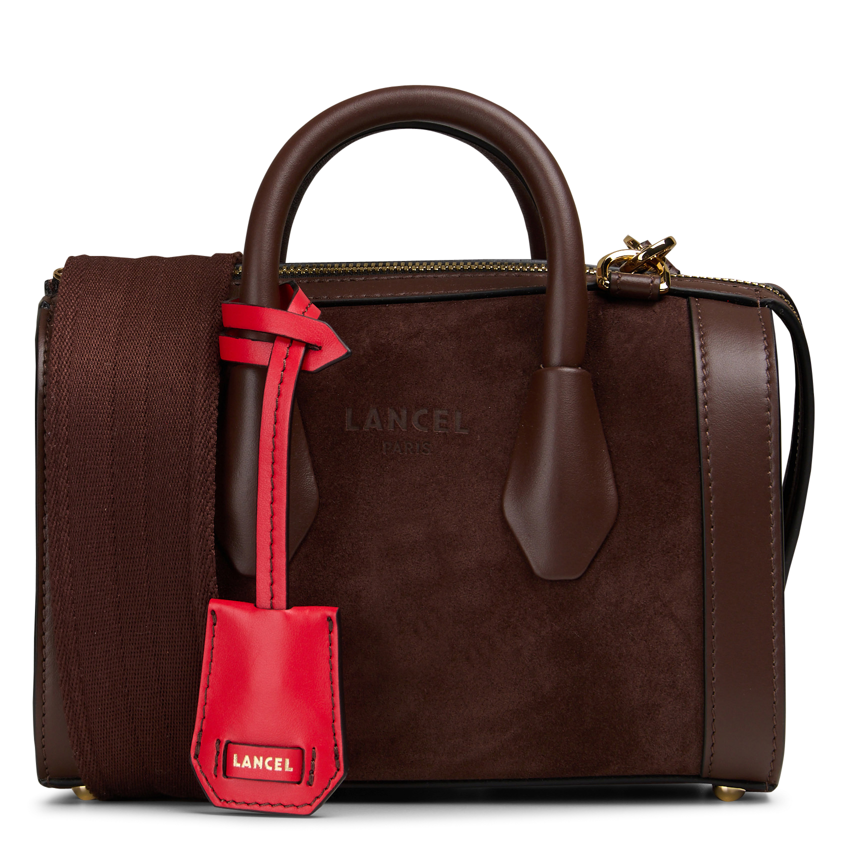 Bowlingtas van nerfleer met rits LANCEL Bruin