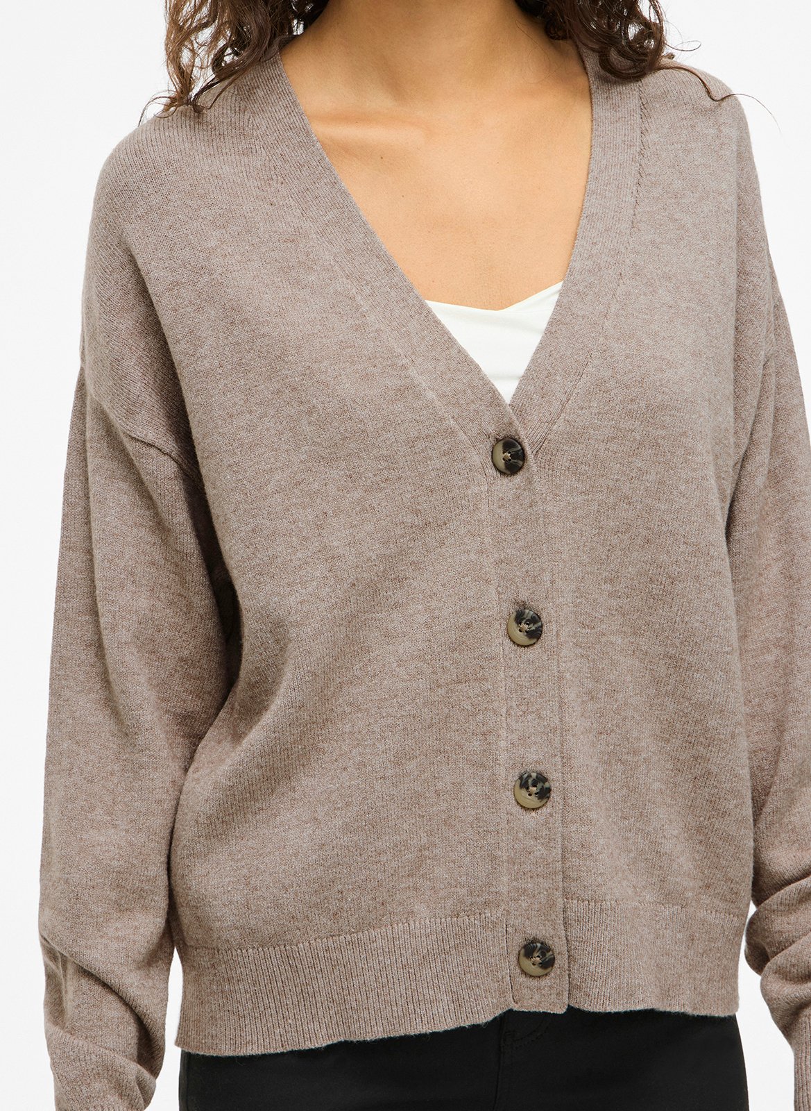 Shawl-collar cardigan VILA Brown