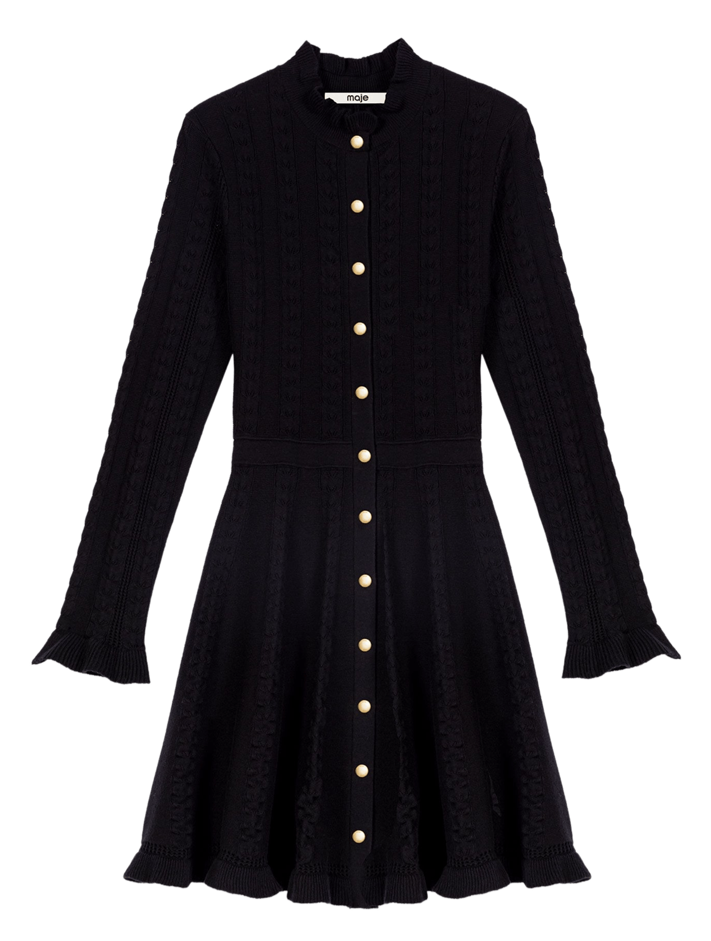 Robe courte cintrée en coton mélangé MAJE Noir