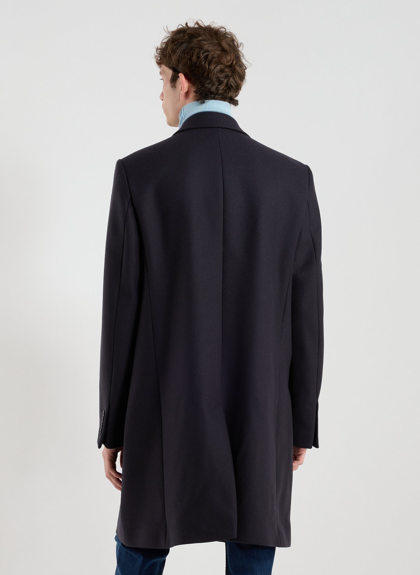 Tailored collar coat in mixed wool and cashmere blend AU PRINTEMPS PARIS Blue