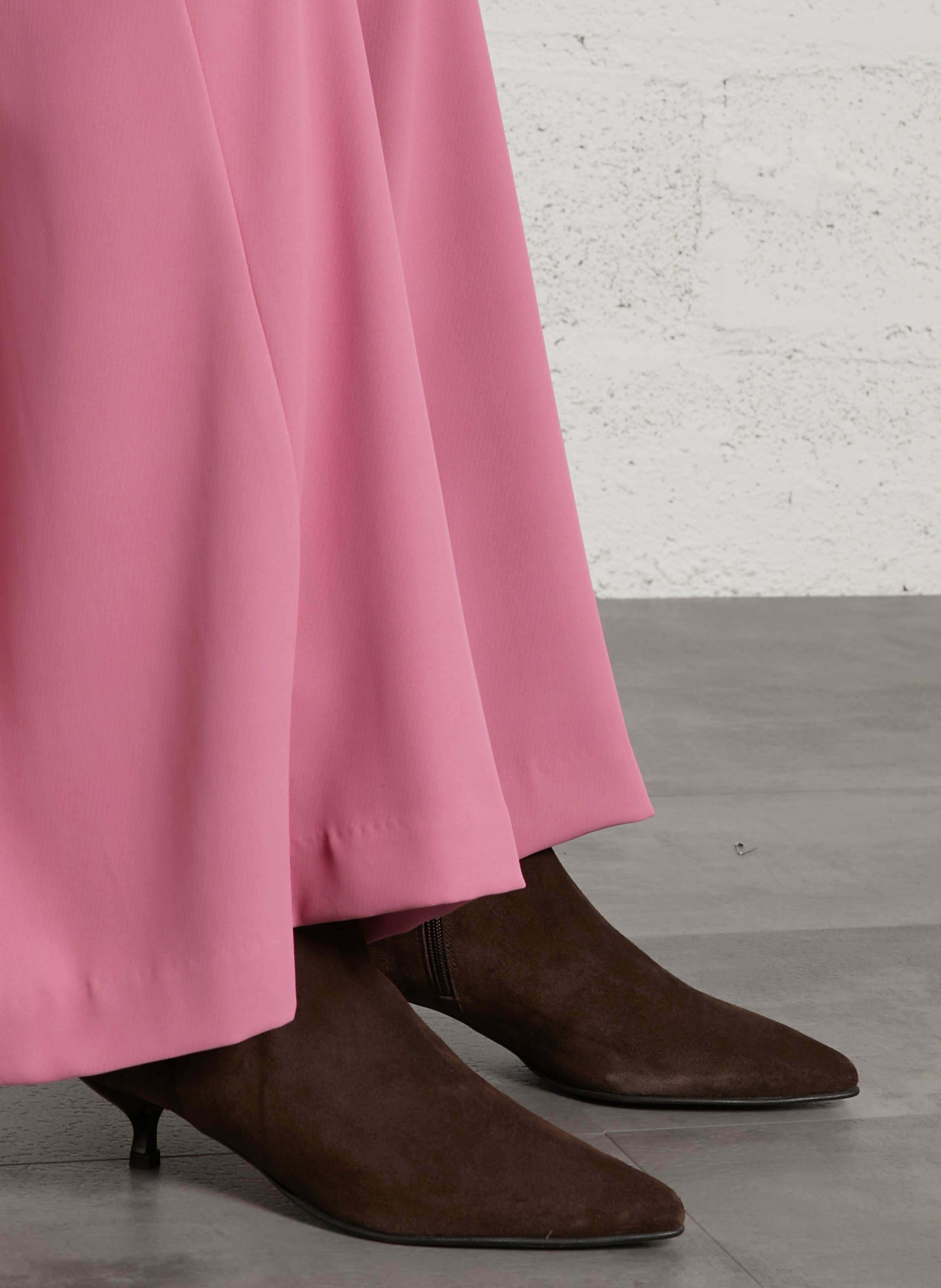 Bottines à talon en cuir velours AUGUSTA Marron