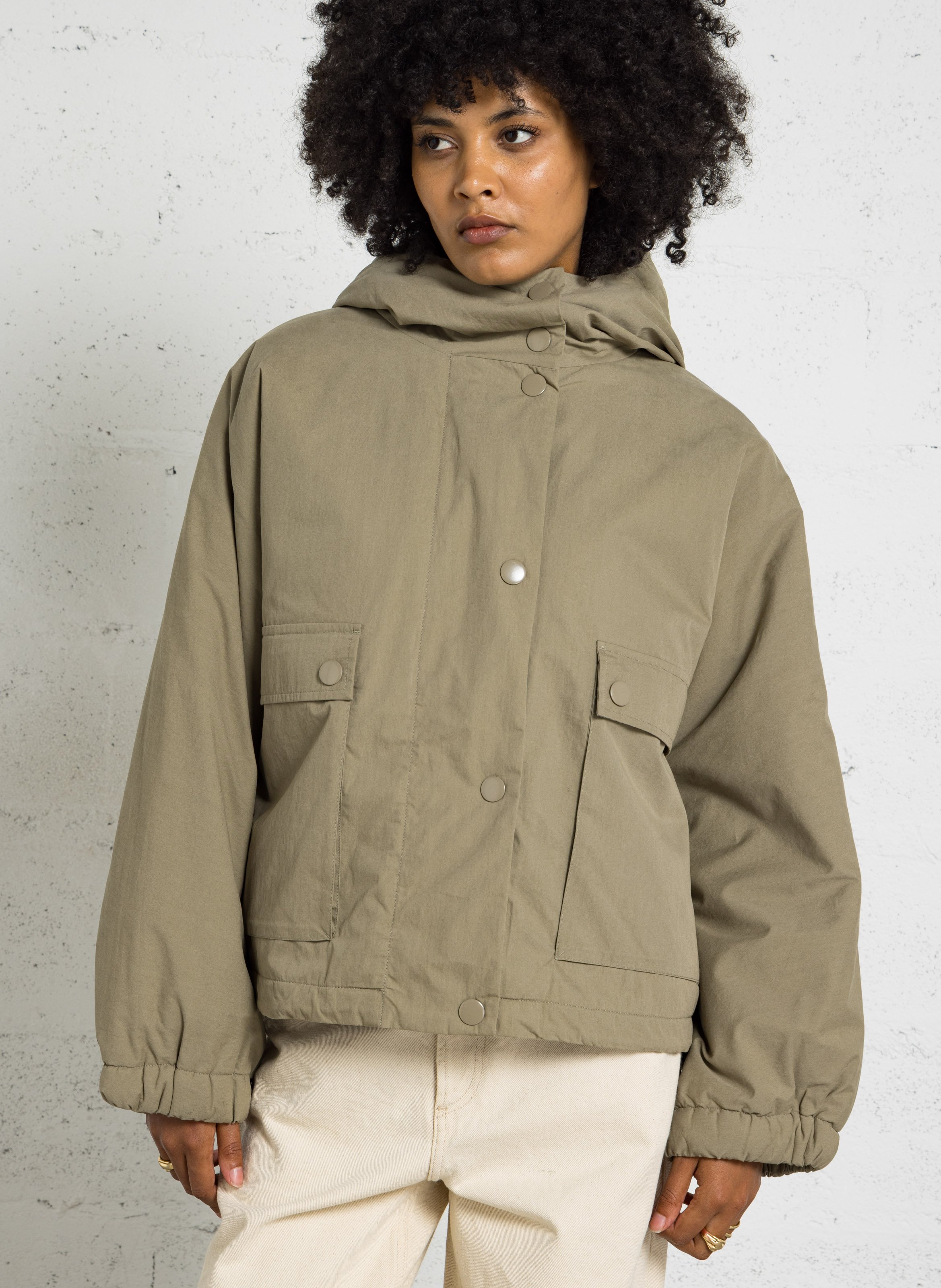 Veste col rond en coton mélangé BELLEROSE Kaki
