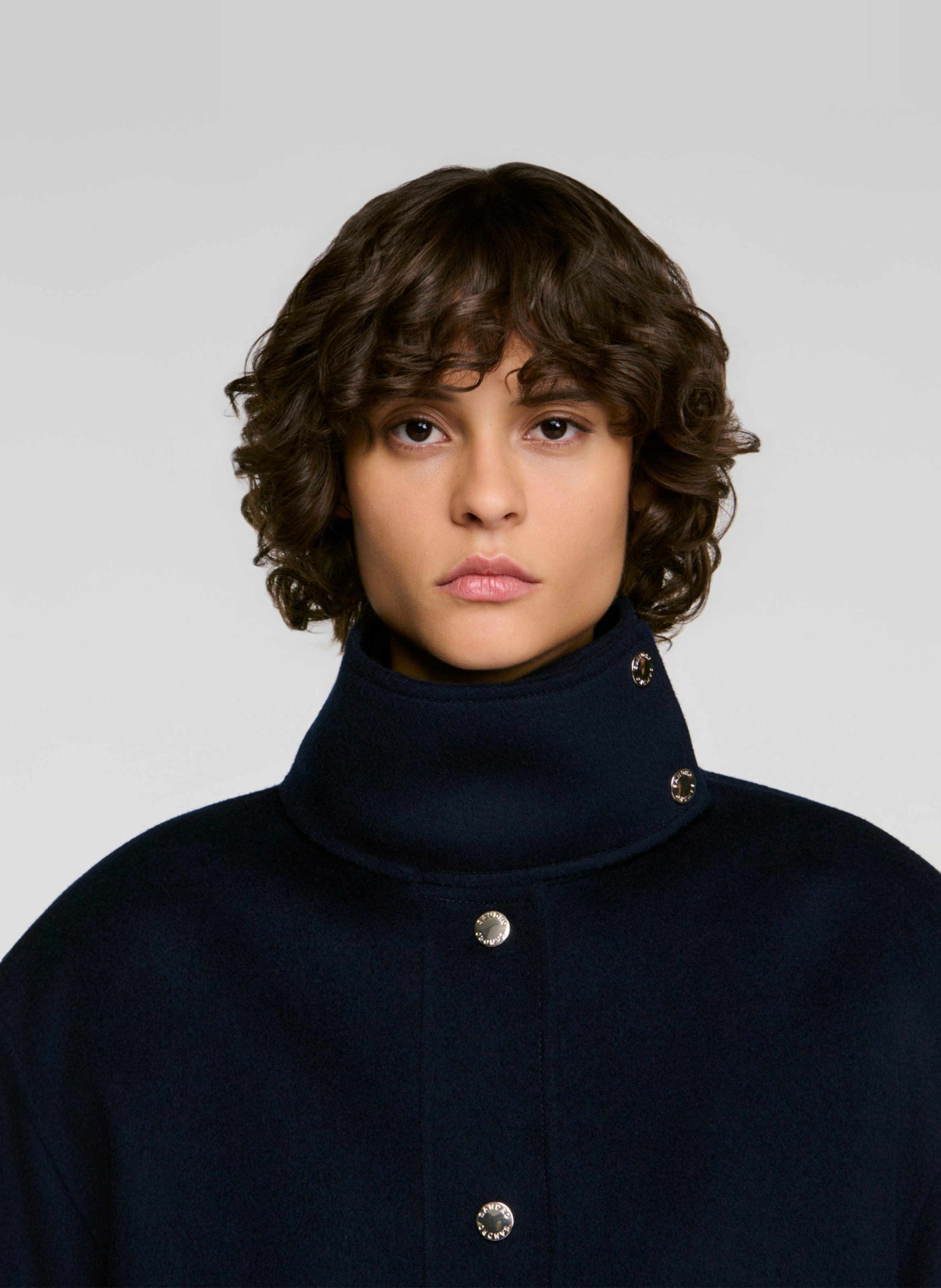 Straight wool jacket SANDRO Blue