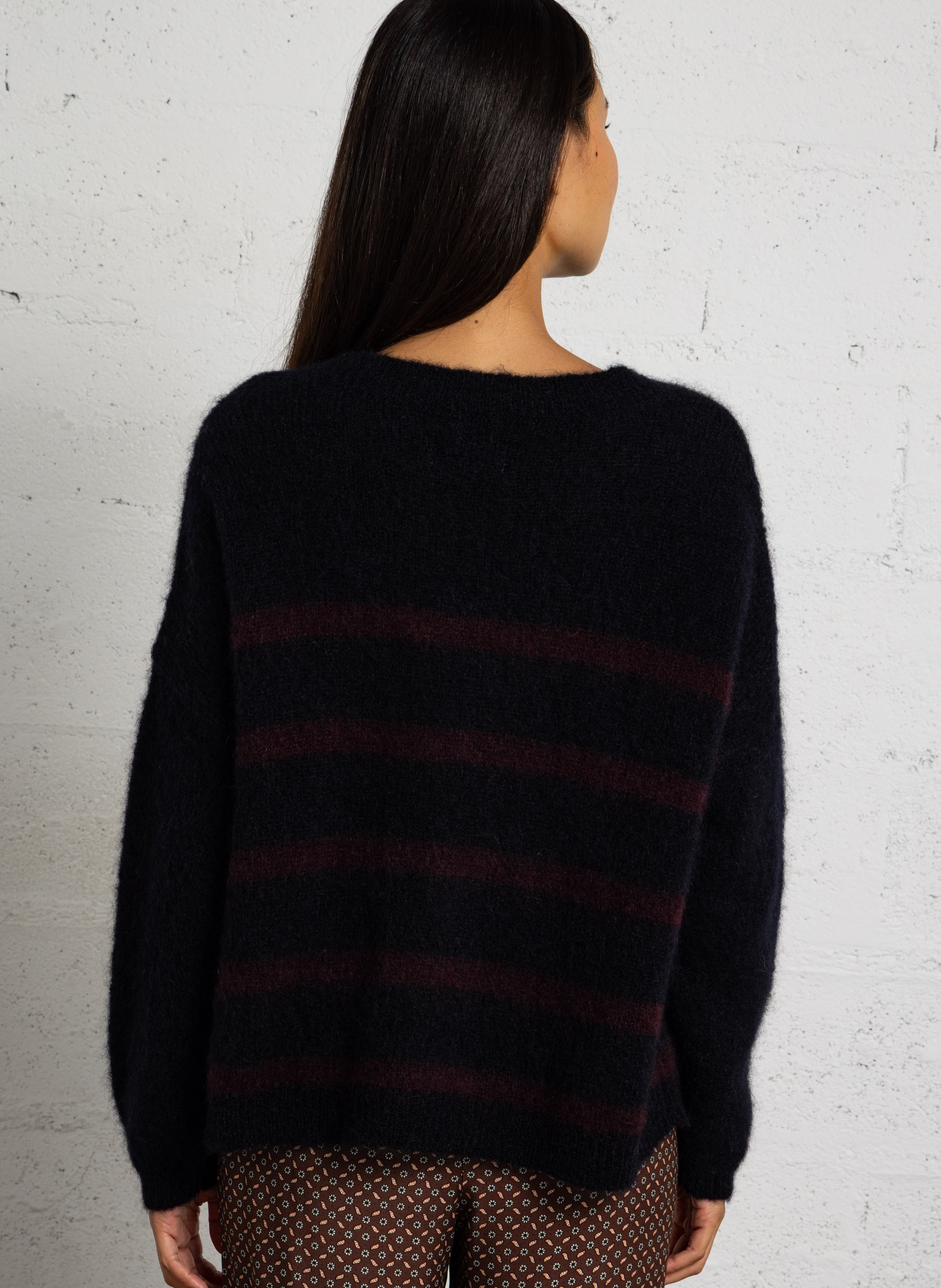 Gestreifter Oversized-Pullover aus Mohair-Mix DES PETITS HAUTS Mehrfarbig