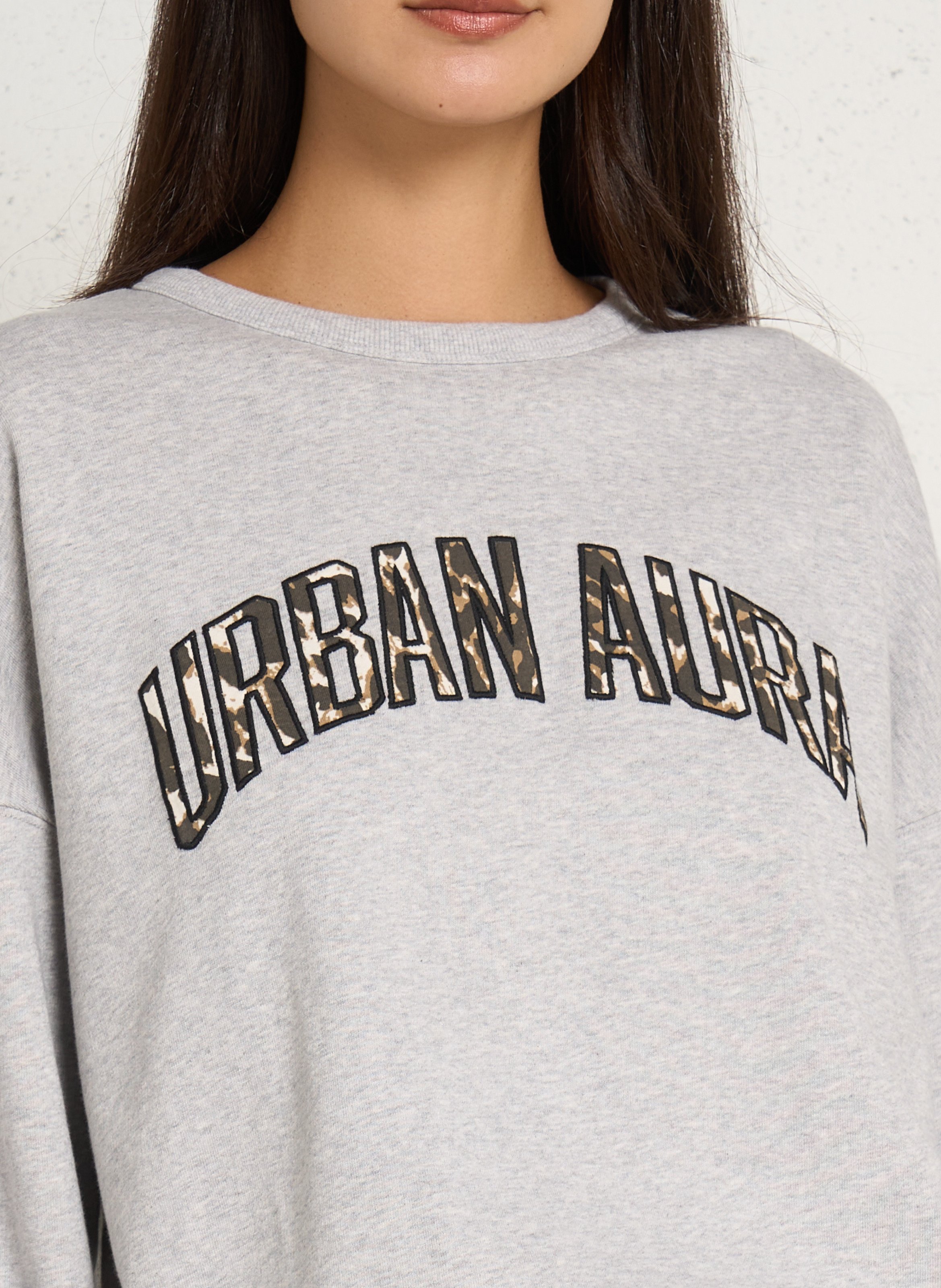 Oversized cotton sweatshirt with round neck IKKS Grey