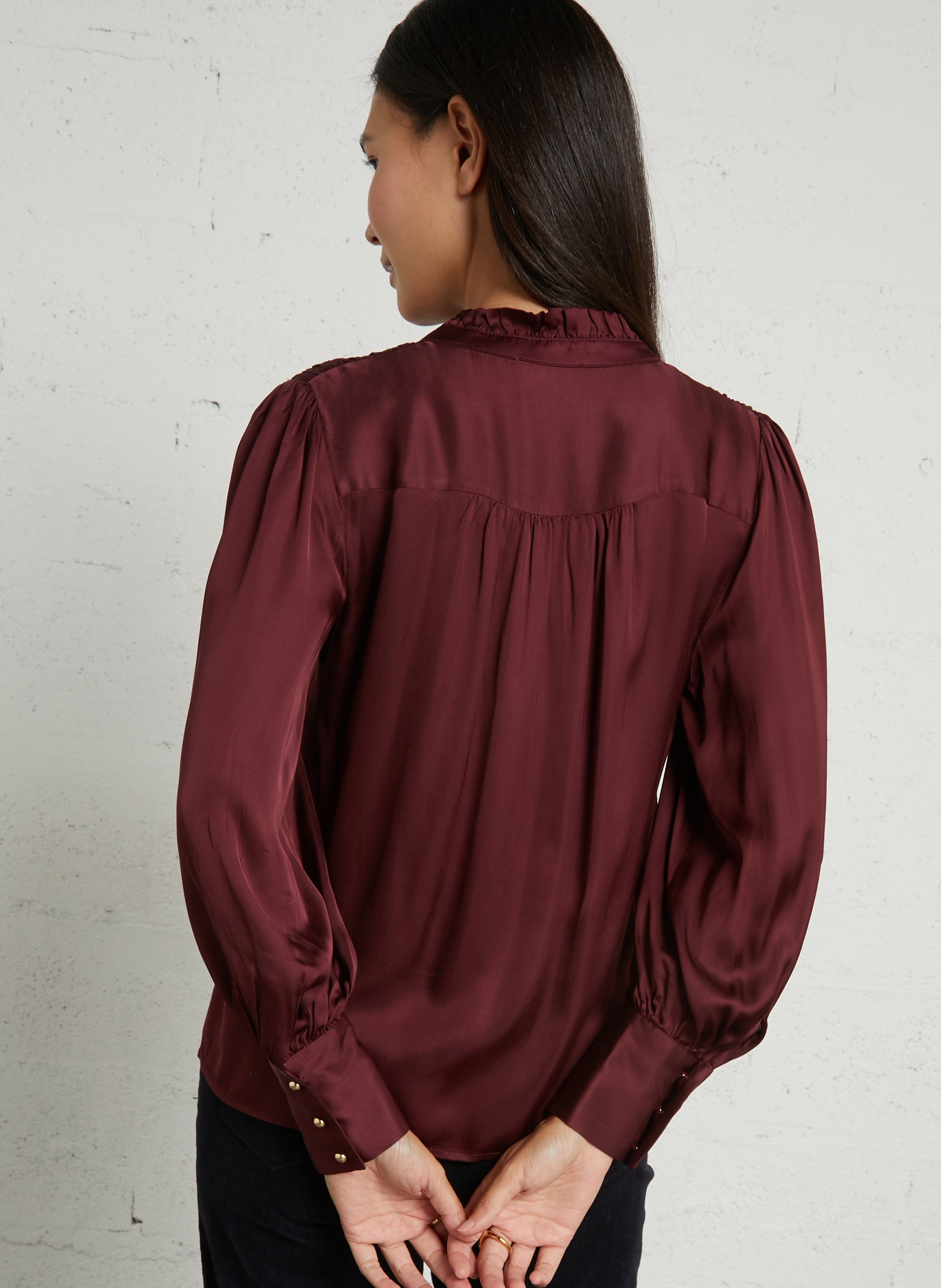 Blouse droit col V effet satiné MAISON 123 Rouge