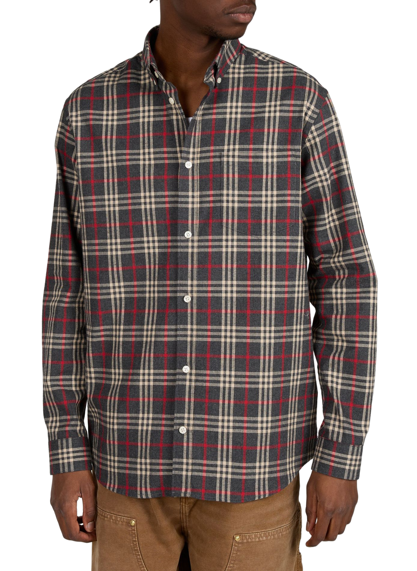 Iflane-D checked cotton American collar shirt AU PRINTEMPS PARIS Grey