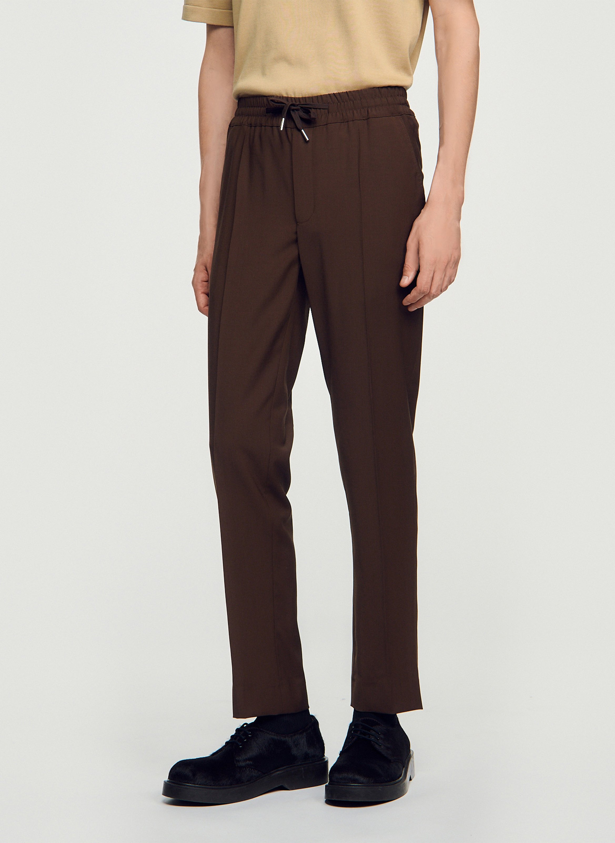 Pantalon droit en laine mélangée SANDRO