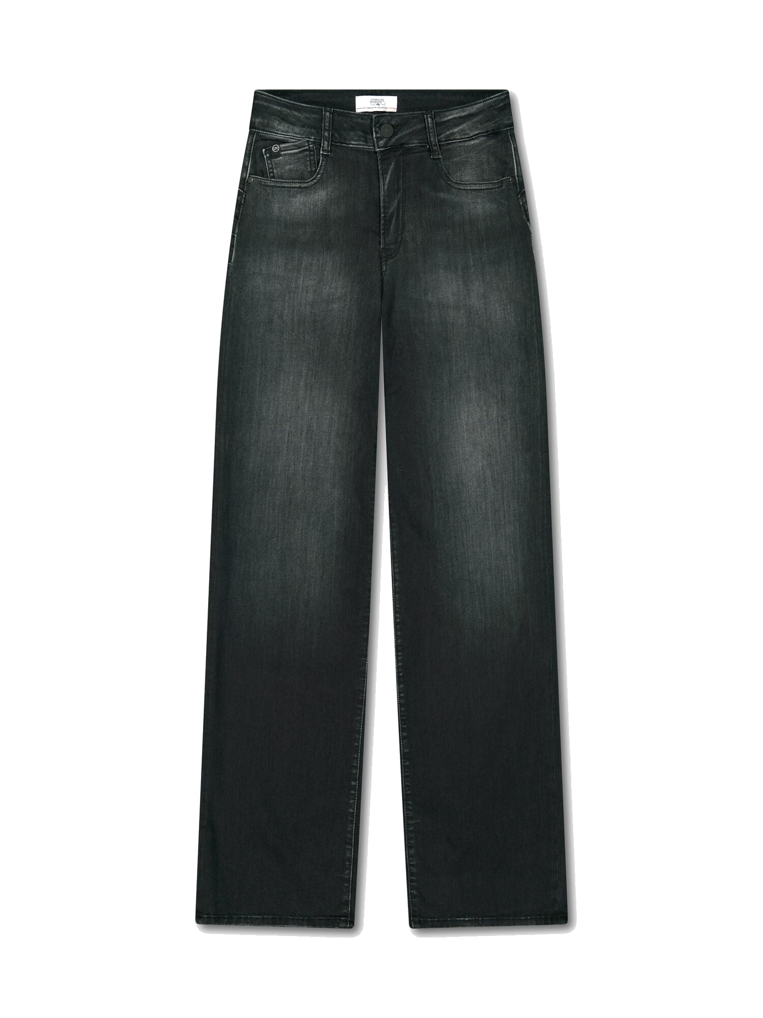 High-waisted loose-fit zip jeans LE TEMPS DES CERISES Black