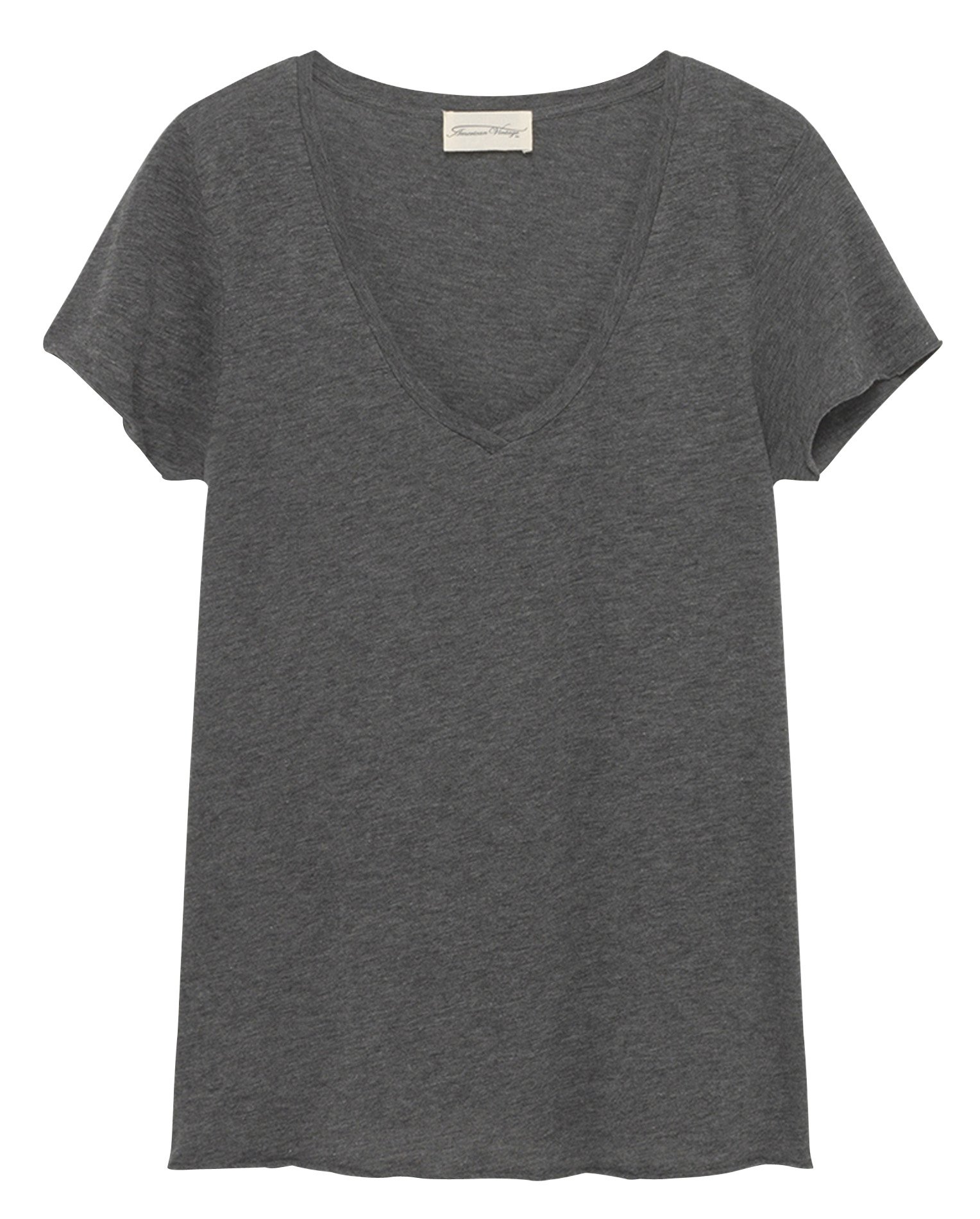 Tee-shirt col V en coton mélangé AMERICAN VINTAGE Gris