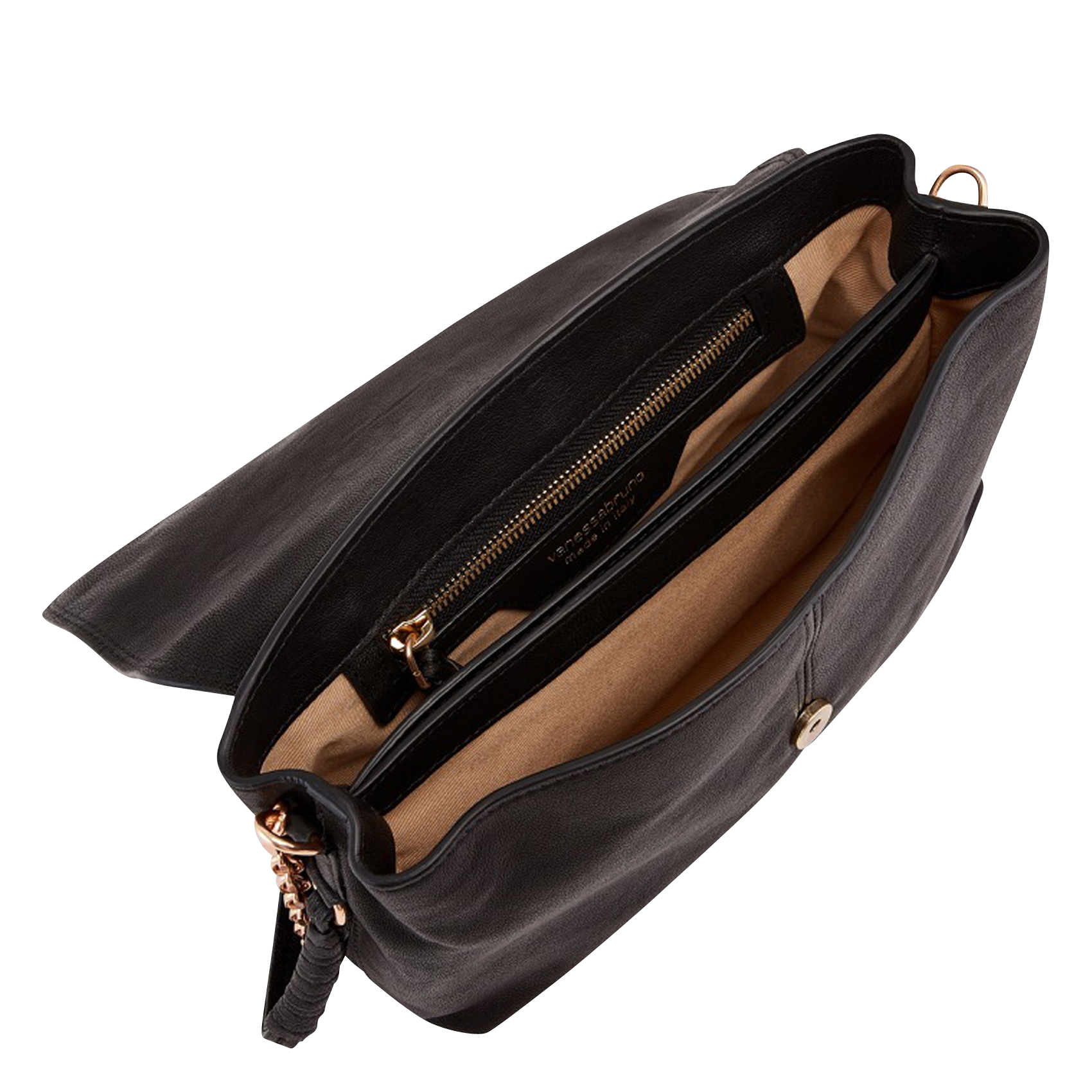 Sac bandoulière à rabat en cuir VANESSA BRUNO Noir