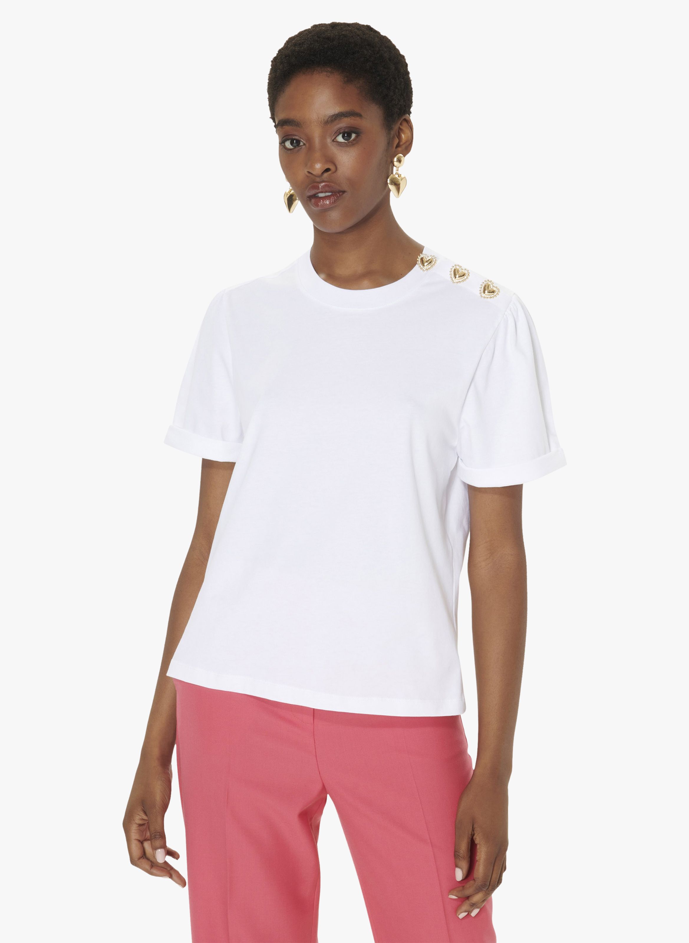 T shirt Col Rond En Coton Tampa Blanc Tara Jarmon Femme Place