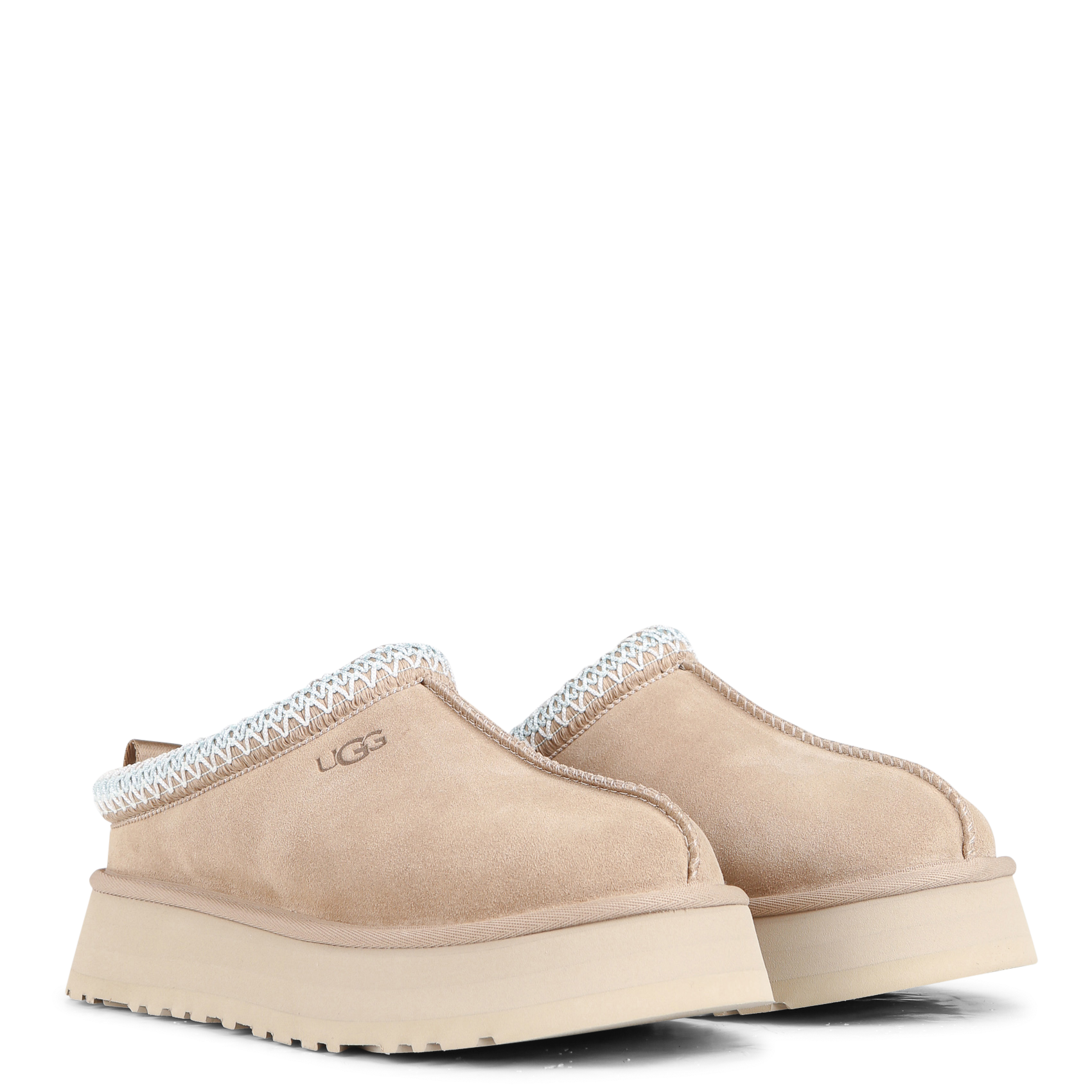 Chaussons fourrés à plateforme en cuir velours UGG Beige