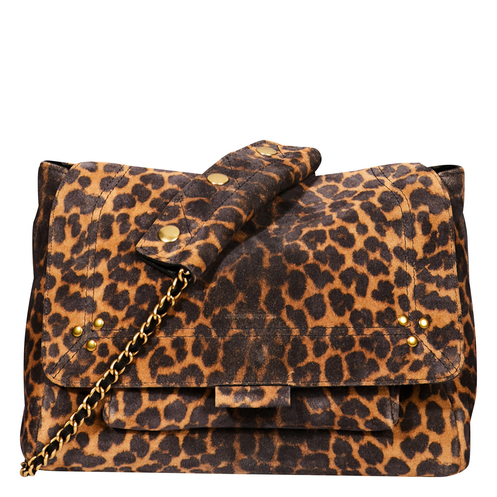 Leopard print leather messenger bag JEROME DREYFUSS Brown