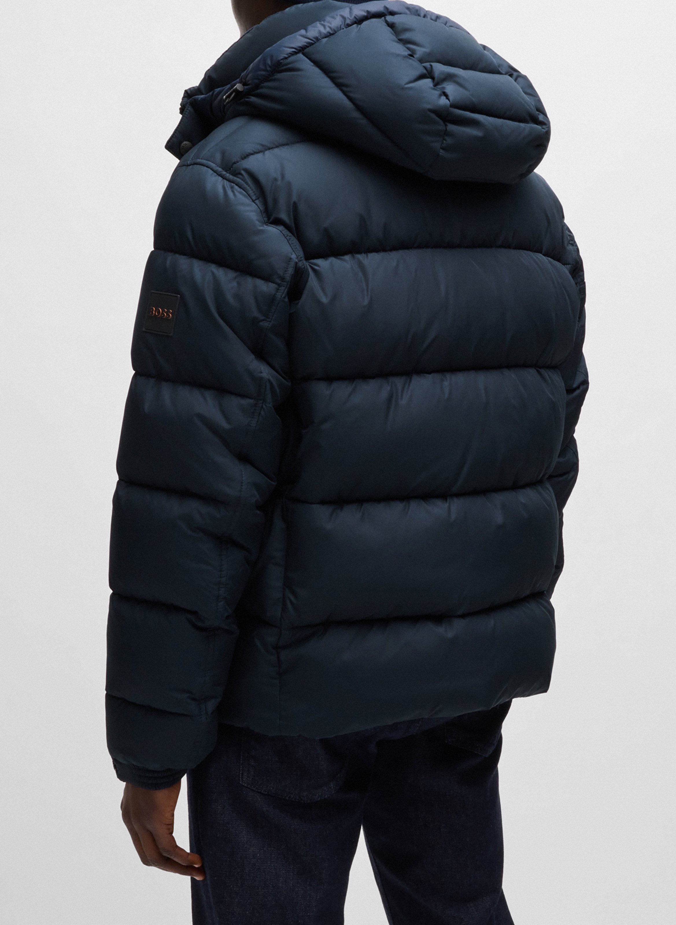 Quilted hooded straight fit puffer jacket BOSS Blue