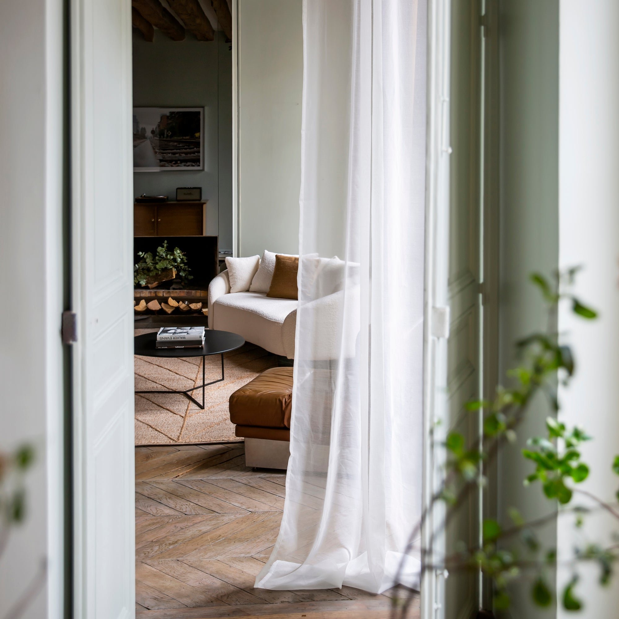 SHADOW - Linen net curtain with eyelets MADURA White