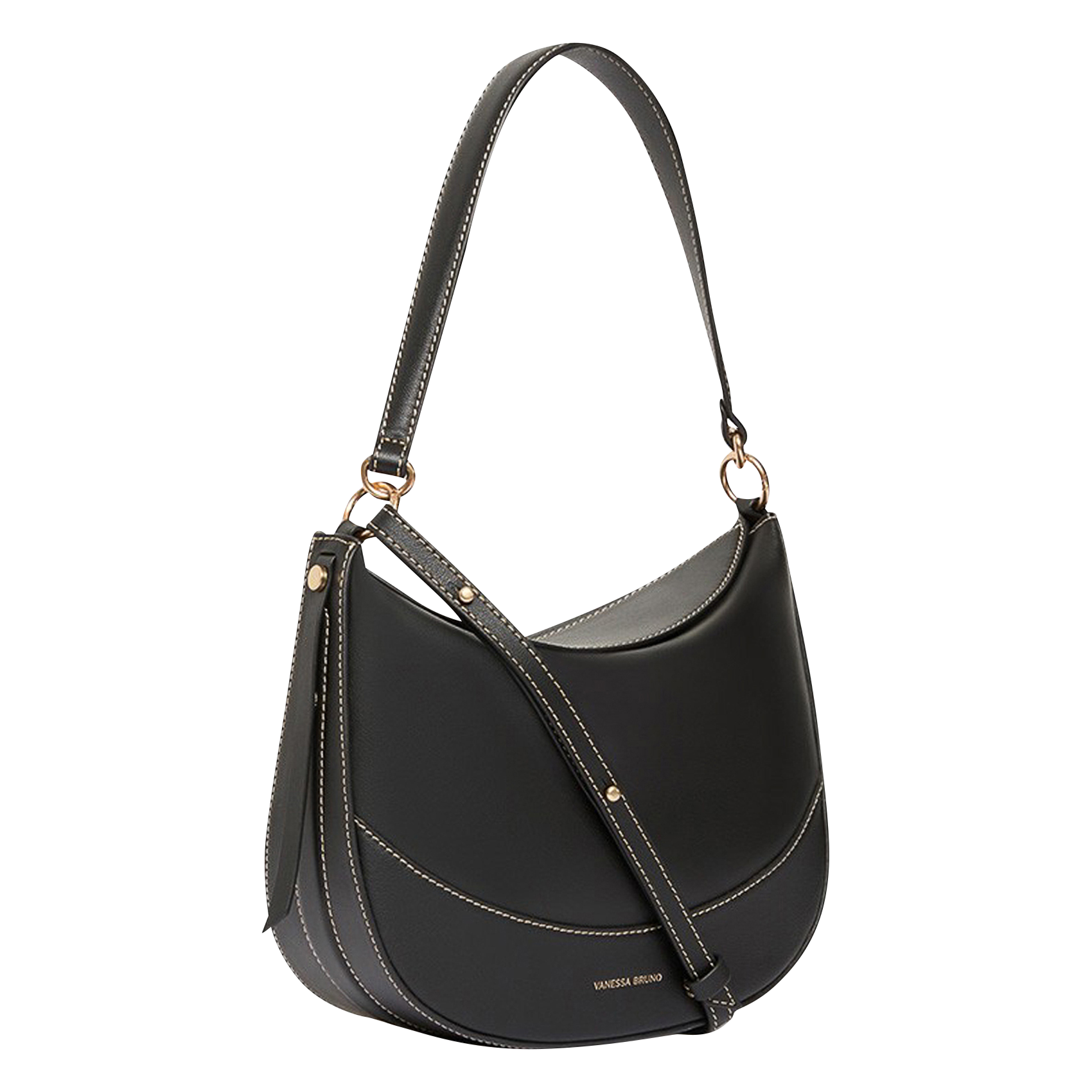 Buideltas van getextureerd leer met veters VANESSA BRUNO Zwart