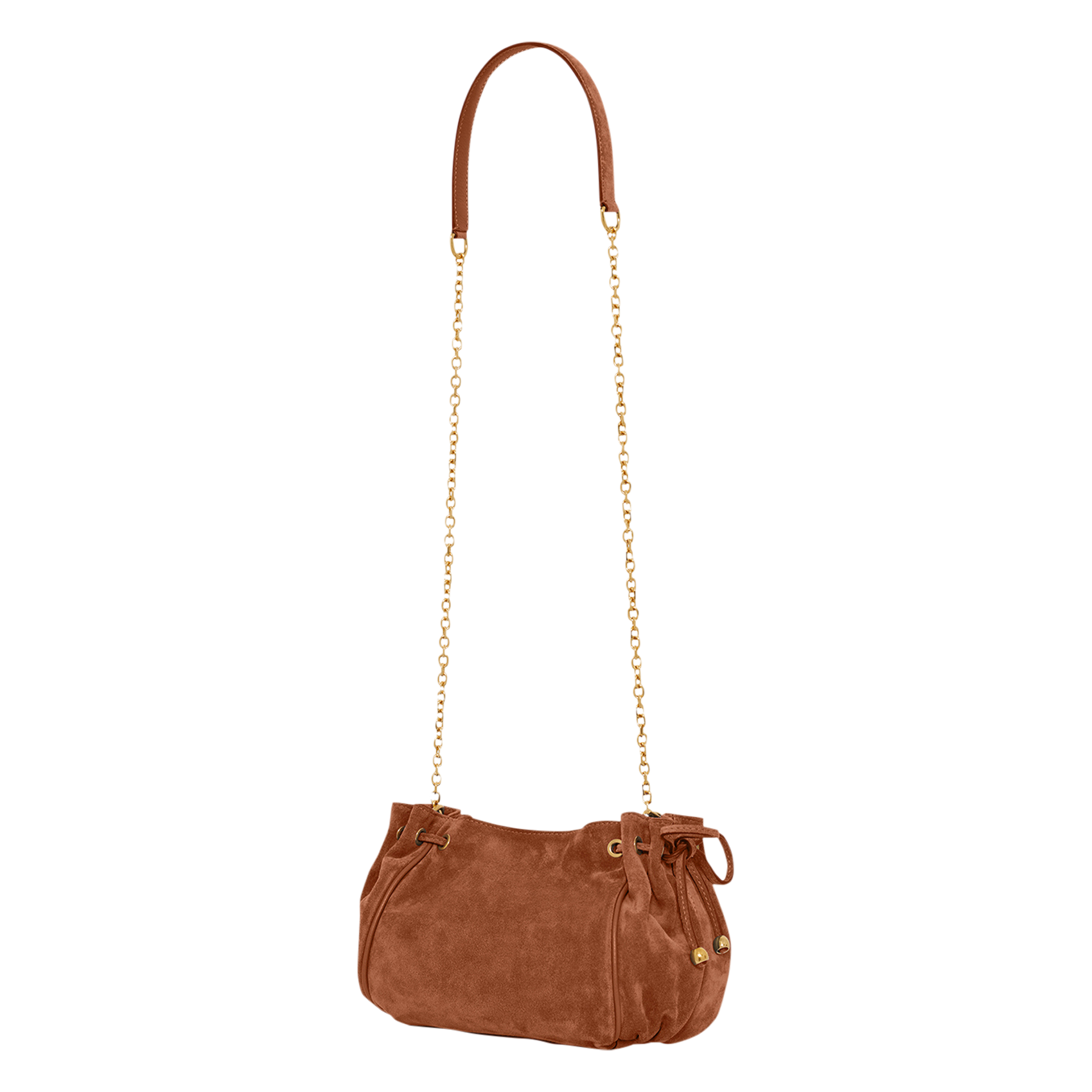 Sac bandoulière en cuir velours GERARD DAREL Marron