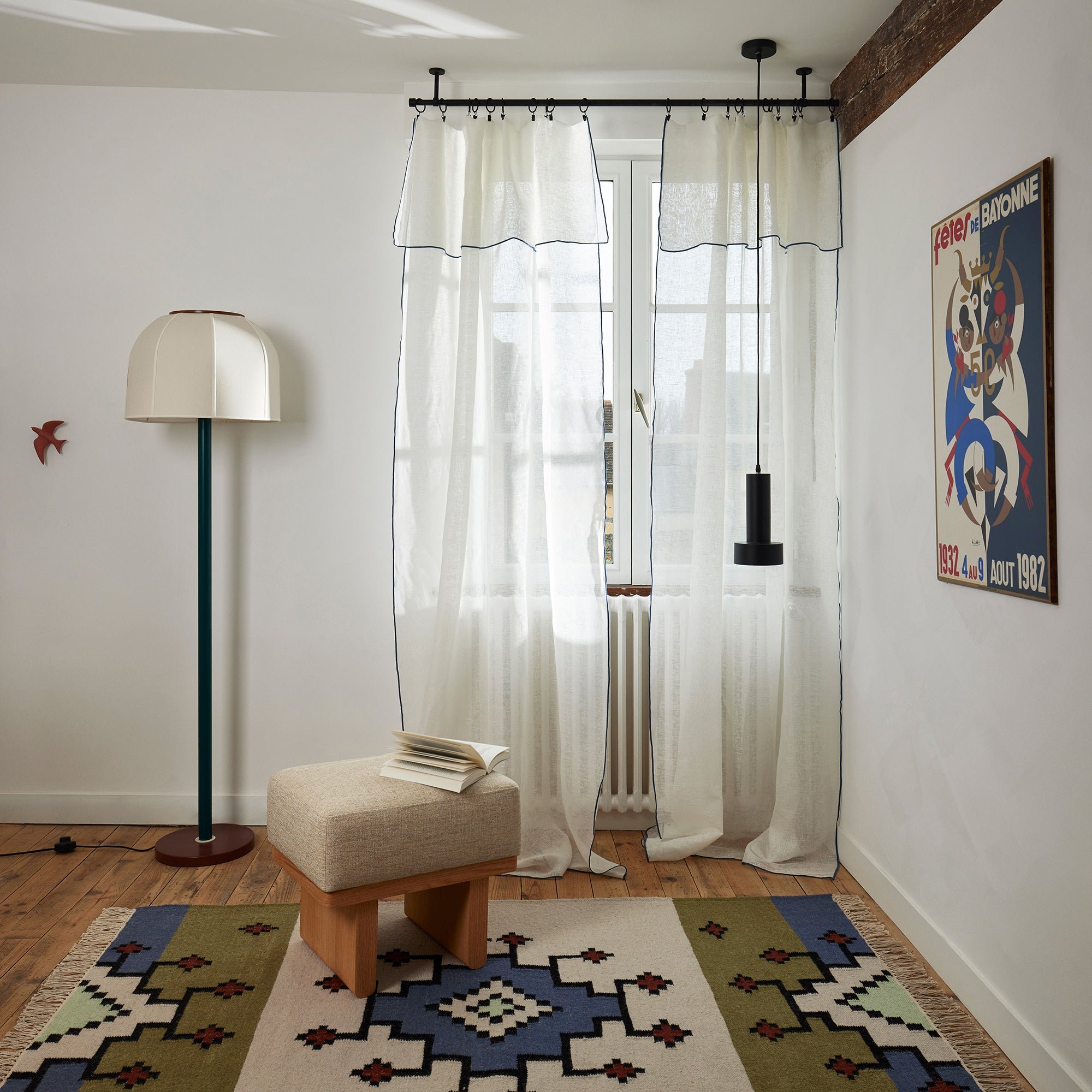 SHADOW - Linen panel net curtain MADURA