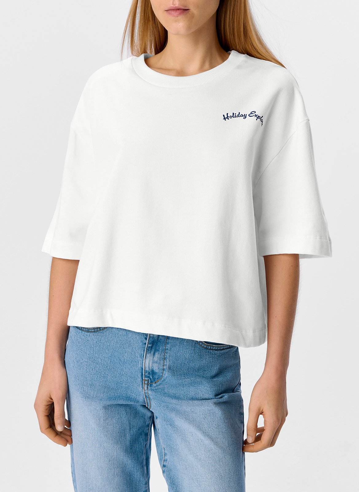 Oversized cotton blend t-shirt OBJECT Beige