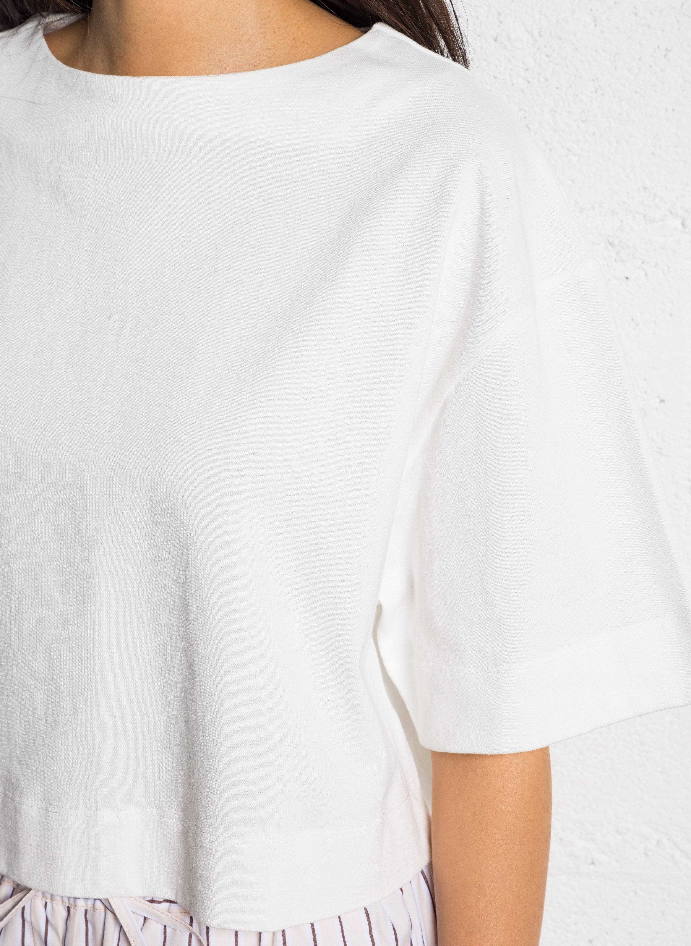 Tee-shirt col bateau en coton bio SOEUR Beige