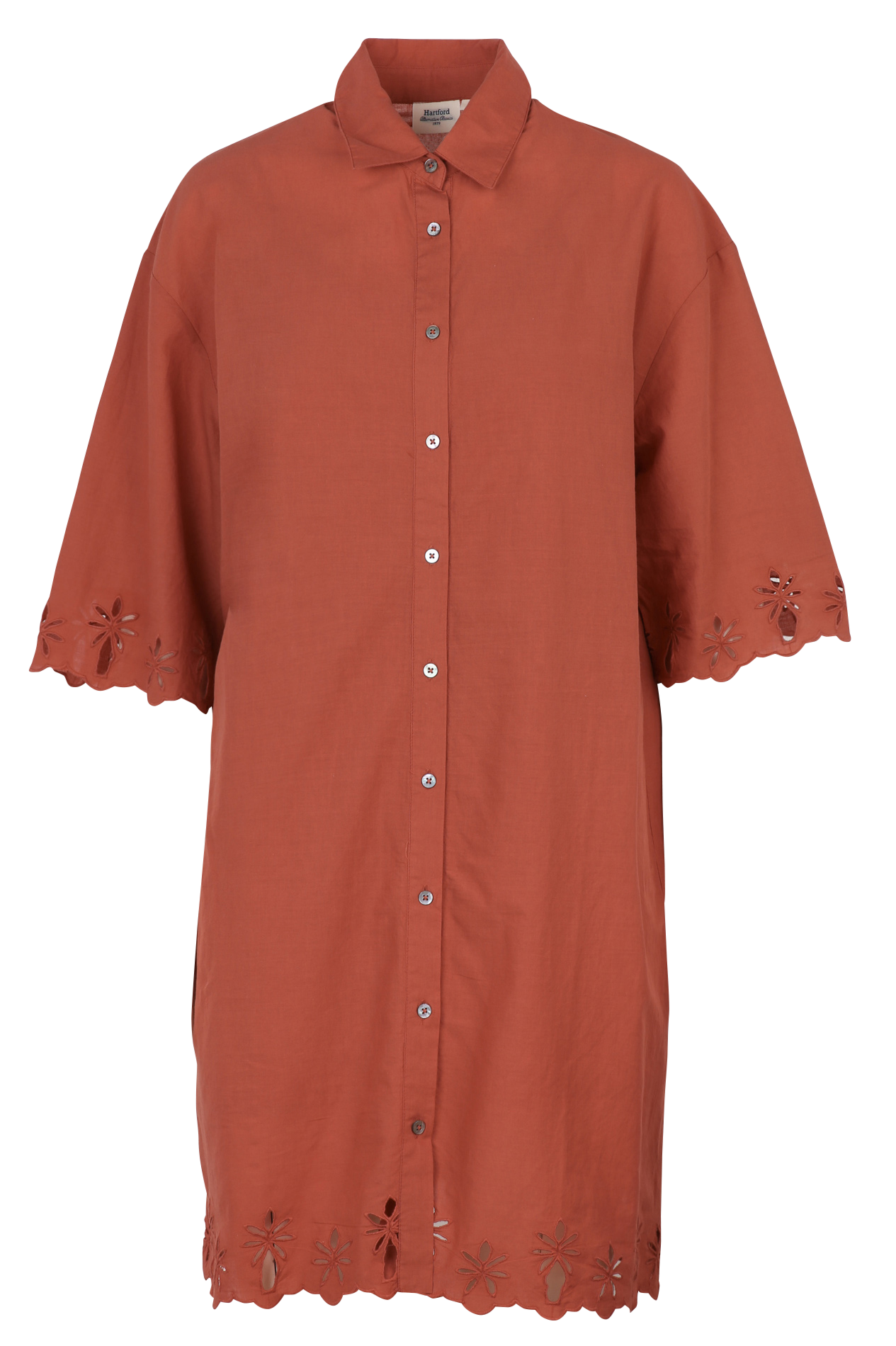 Robe midi droite boutonnée  HARTFORD Rouge