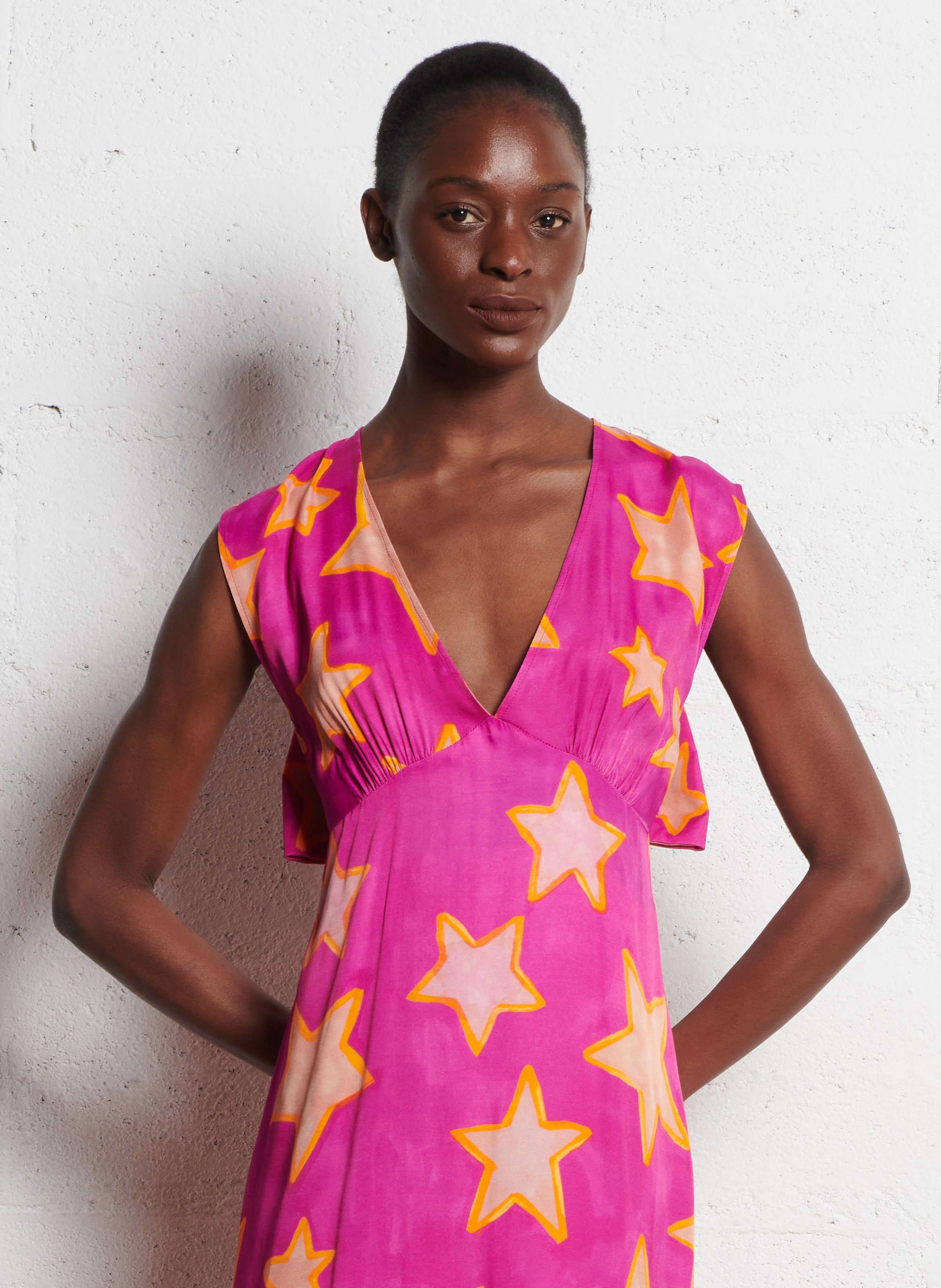 Straight V-neck dress ELISE CHALMIN Pink