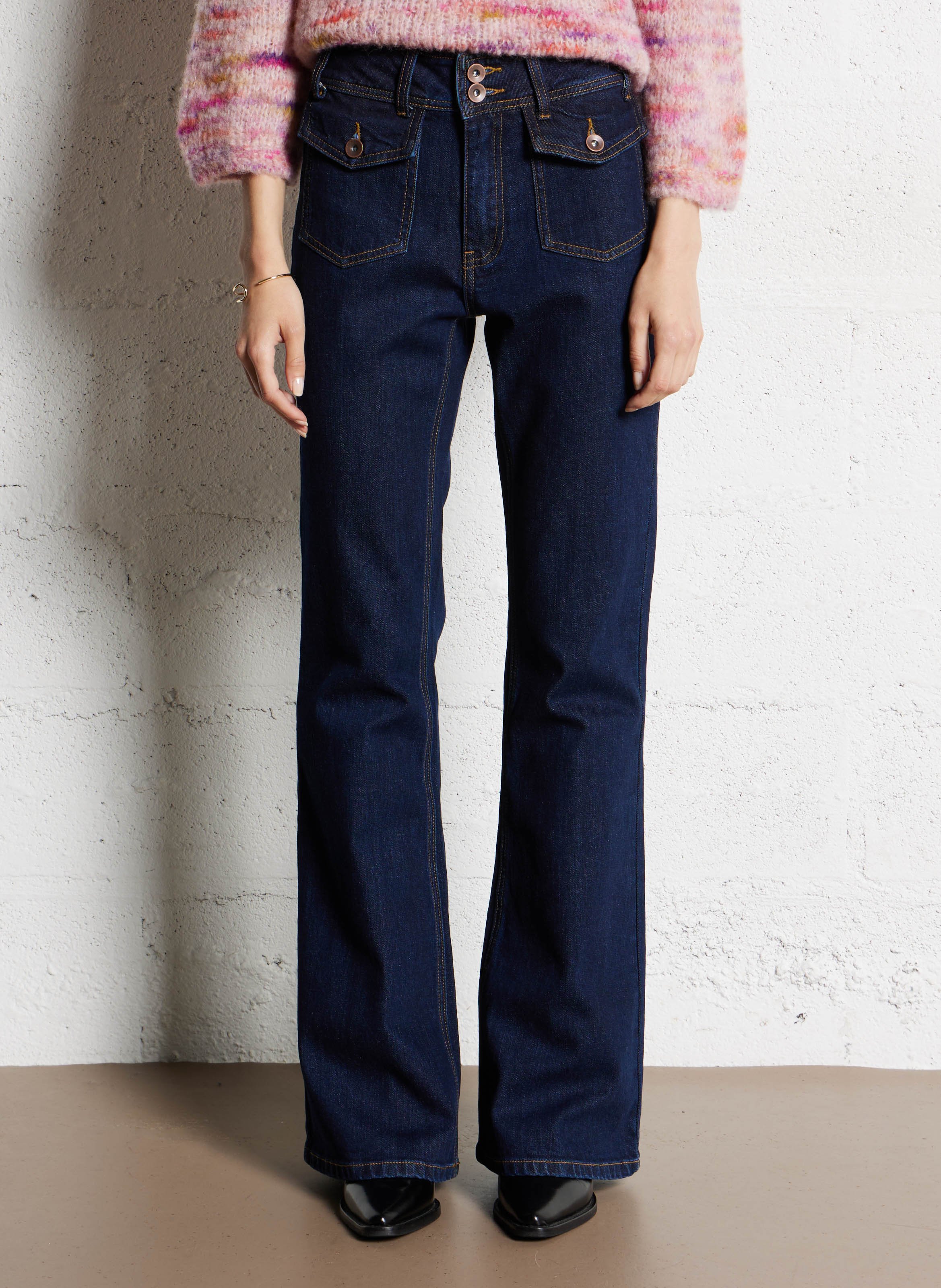 Jean flare brut à poches SUNCOO Bleu