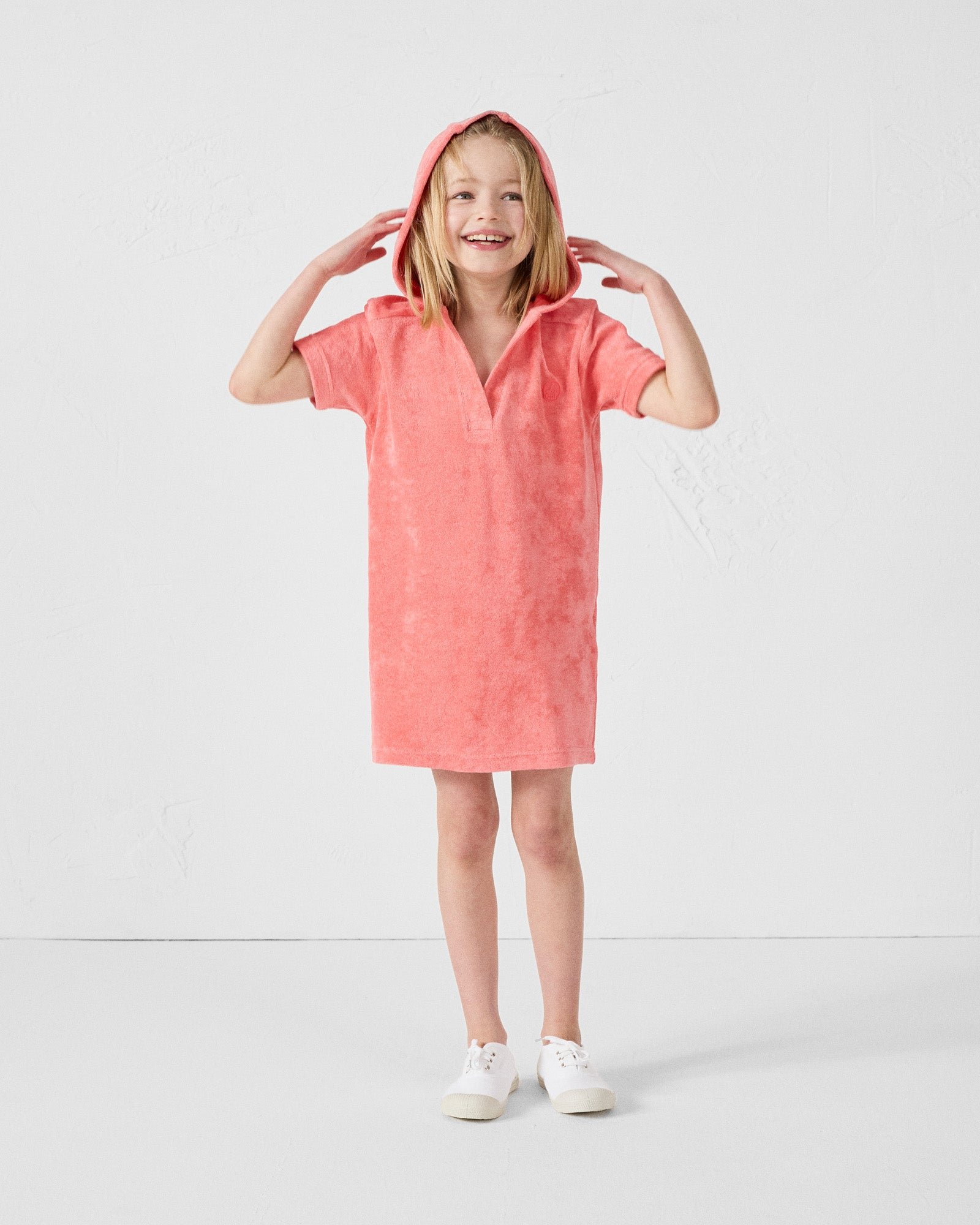 Kids' hooded terry cloth robe - flamingo JOTT Pink