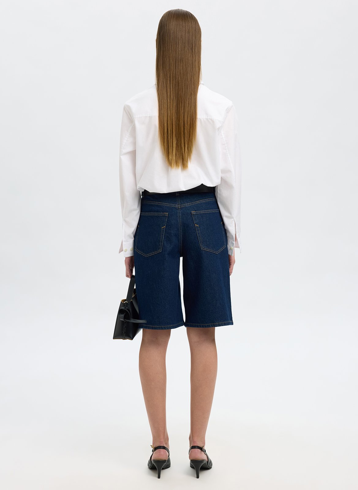 Bermuda en jean droit SELECTED Bleu